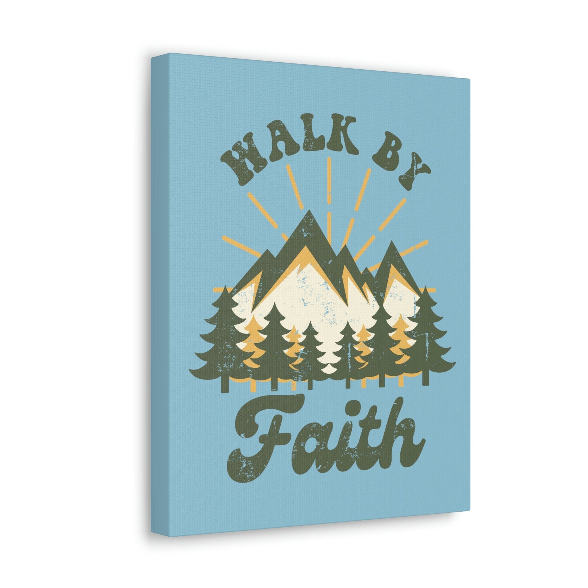 Walk By Faith 2 Corinthians 5:7 Mountain Rays Christian Wall Art Bible Verse Print Ready to Hang Unframed-Express Your Love Gifts