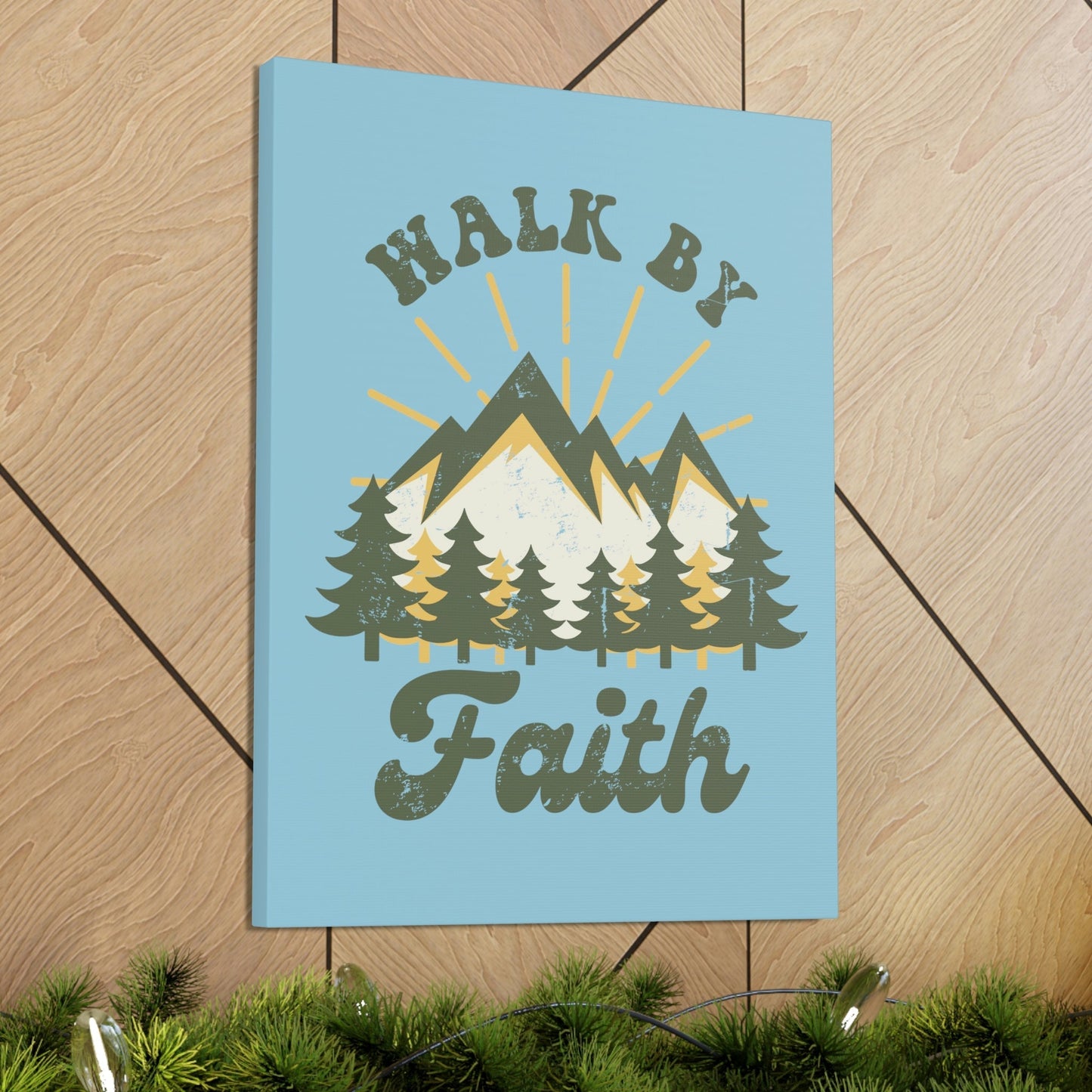 Walk By Faith 2 Corinthians 5:7 Mountain Rays Christian Wall Art Bible Verse Print Ready to Hang Unframed-Express Your Love Gifts