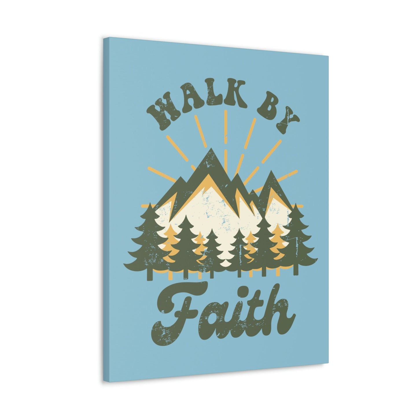 Walk By Faith 2 Corinthians 5:7 Mountain Rays Christian Wall Art Bible Verse Print Ready to Hang Unframed-Express Your Love Gifts