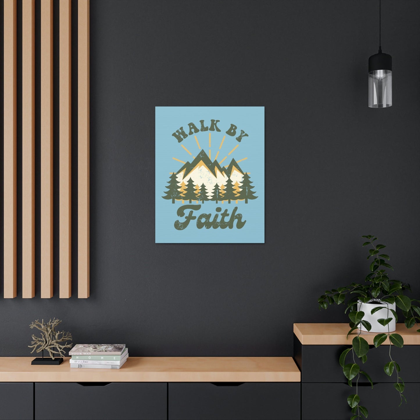 Walk By Faith 2 Corinthians 5:7 Mountain Rays Christian Wall Art Bible Verse Print Ready to Hang Unframed-Express Your Love Gifts