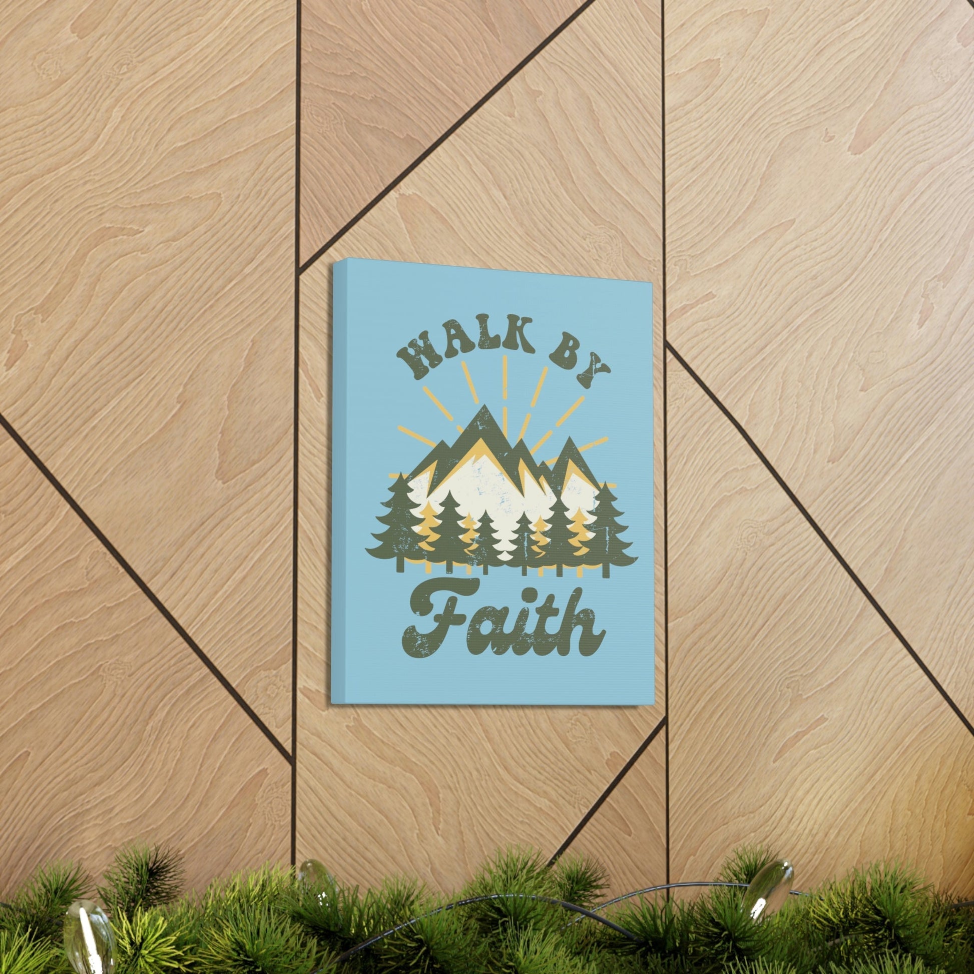 Walk By Faith 2 Corinthians 5:7 Mountain Rays Christian Wall Art Bible Verse Print Ready to Hang Unframed-Express Your Love Gifts