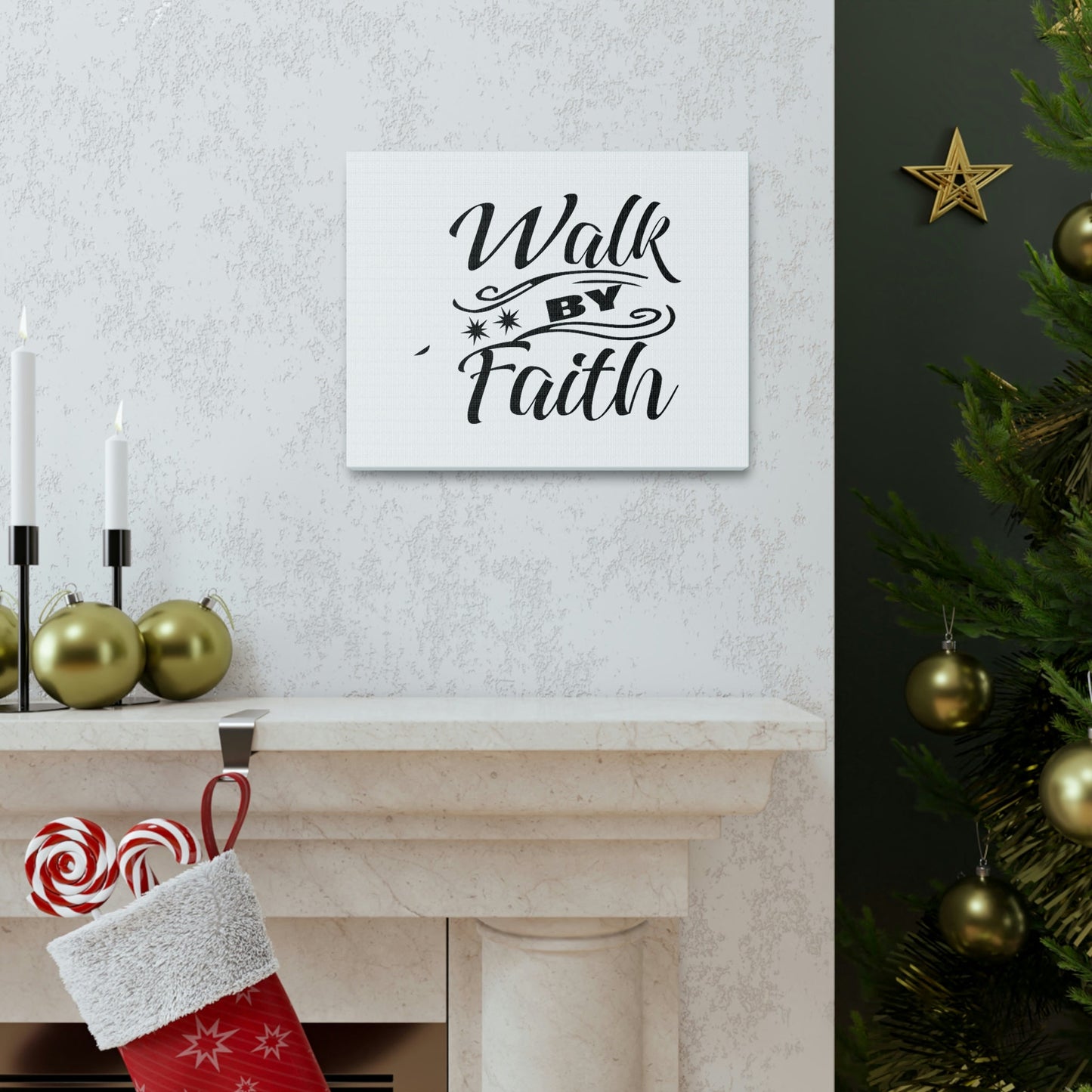 Walk By Faith 2 Corinthians 5:7 Two Star Christian Wall Art Bible Verse Print Ready to Hang Unframed-Express Your Love Gifts