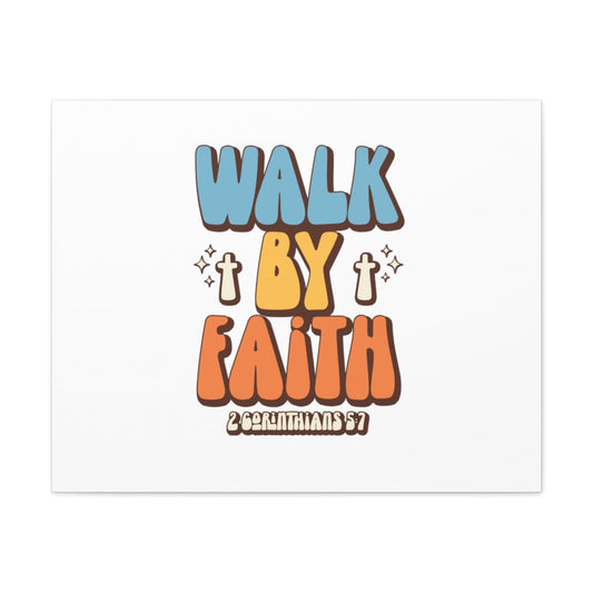 Scripture Walls Walk By Faith White 2 Corinthians 5:7 Bible Verse Canvas Christian Wall Art Ready to Hang Unframed-Express Your Love Gifts