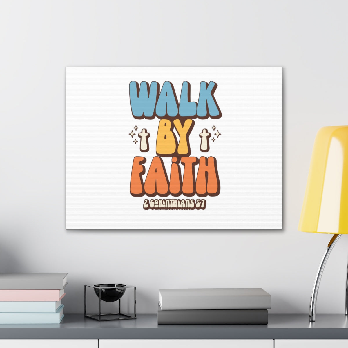 Scripture Walls Walk By Faith White 2 Corinthians 5:7 Bible Verse Canvas Christian Wall Art Ready to Hang Unframed-Express Your Love Gifts