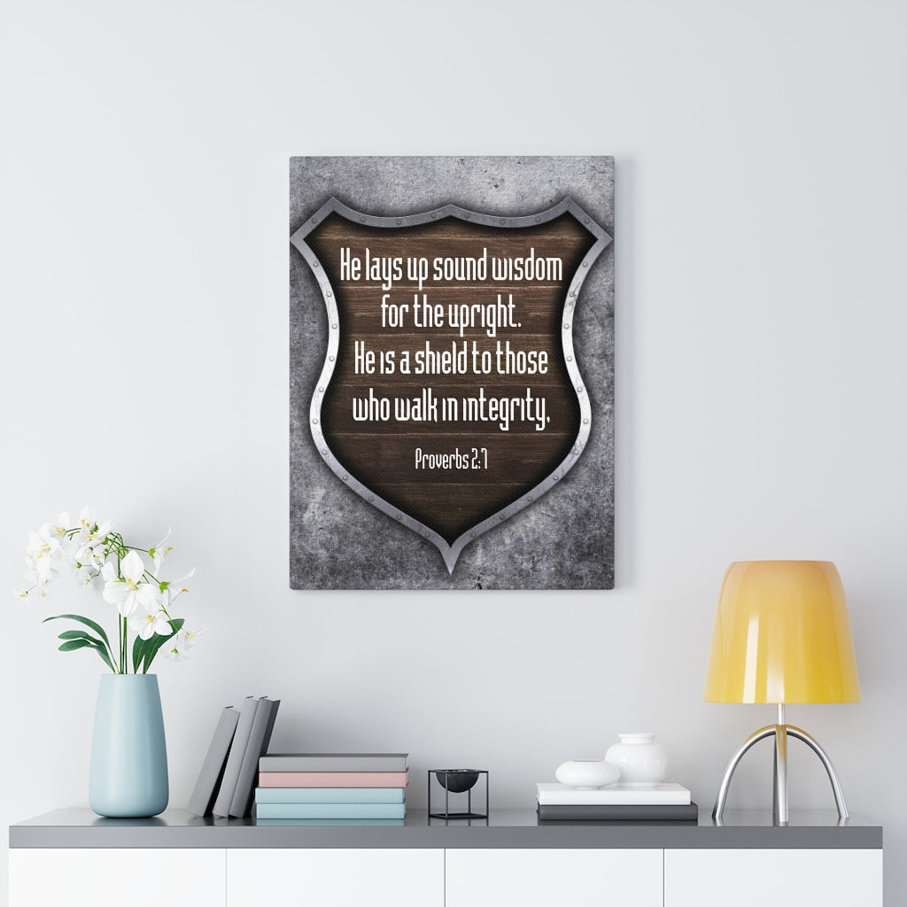 Scripture Walls Walk in Integrity Proverbs 2:7 Scripture Bible Verse Canvas Christian Wall Art Ready to Hang Unframed-Express Your Love Gifts