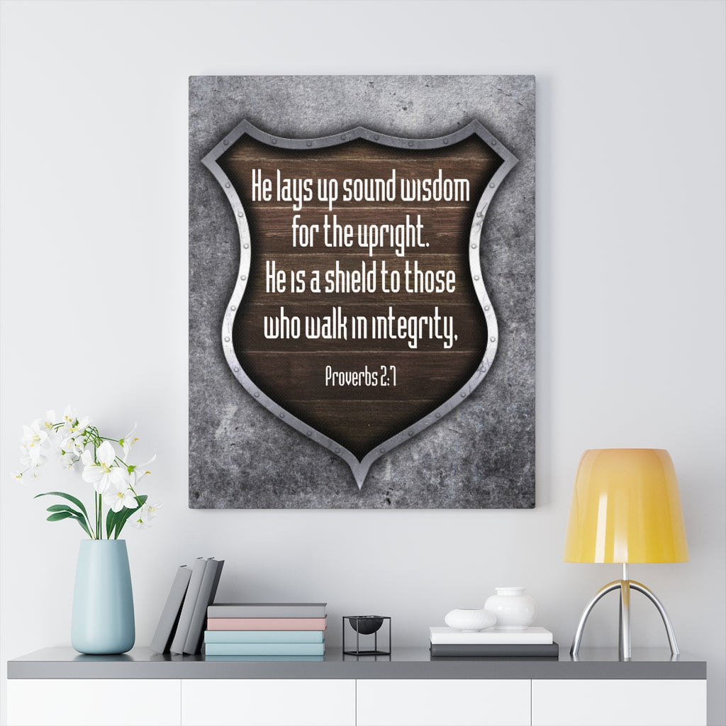 Scripture Walls Walk in Integrity Proverbs 2:7 Scripture Bible Verse Canvas Christian Wall Art Ready to Hang Unframed-Express Your Love Gifts