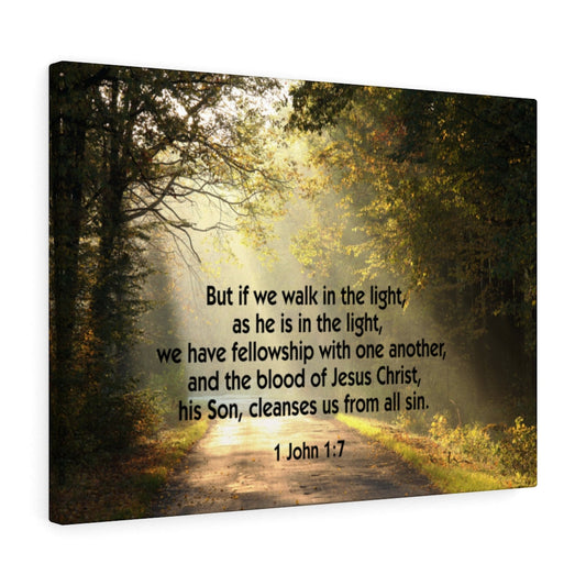 Walk in The Light 1 John 1:7 Bible Verse Canvas Christian Wall Art Ready to Hang Unframed-Express Your Love Gifts