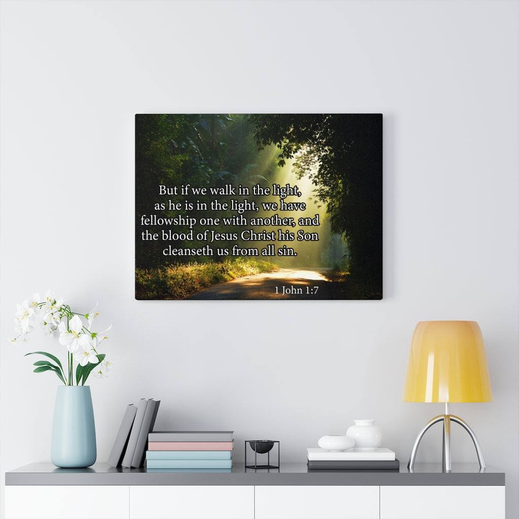 Scripture Walls Walk in The Light 1 John 1:7 Bible Verse Canvas Christian Wall Art Ready to Hang Unframed-Express Your Love Gifts