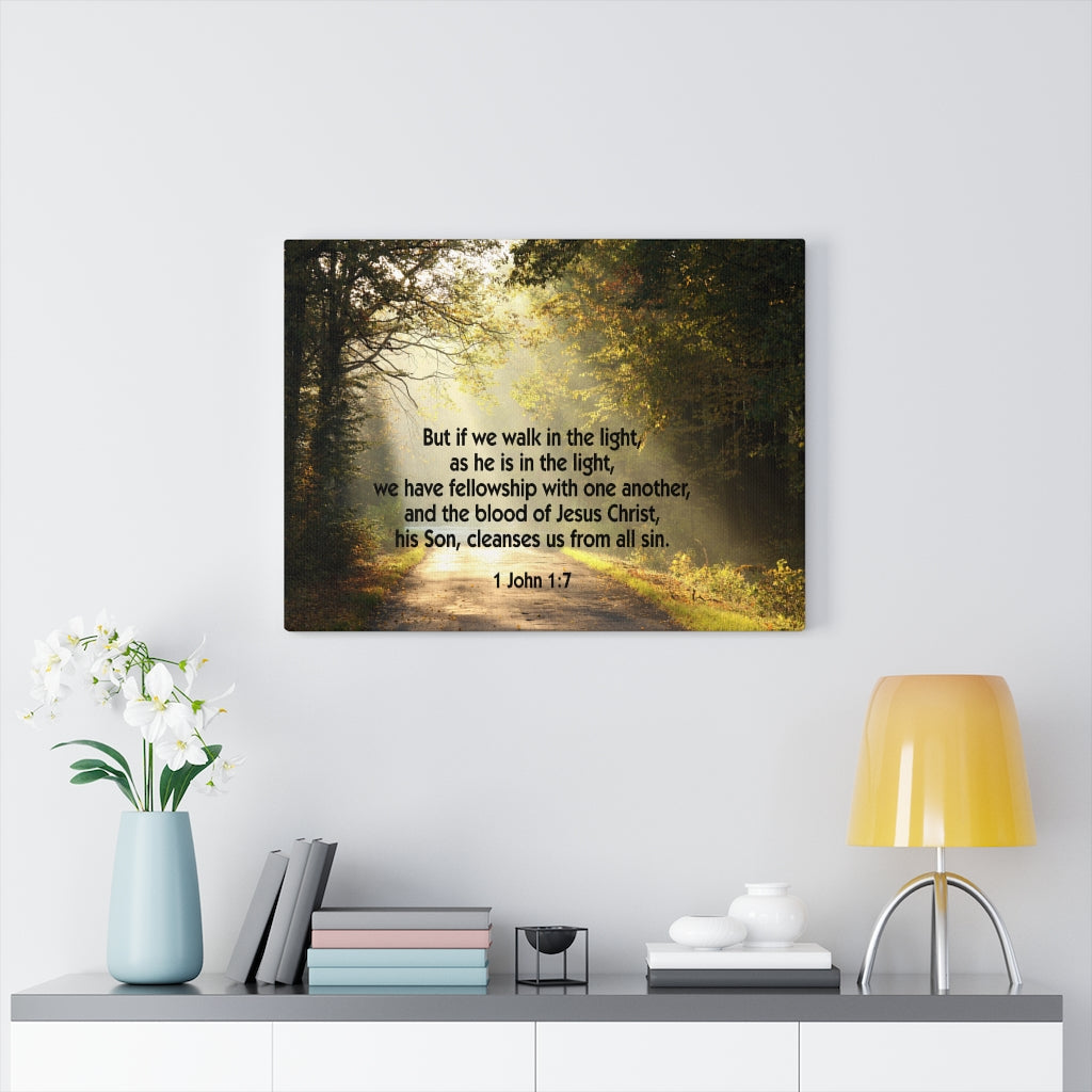 Scripture Walls Walk in The Light 1 John 1:7 Bible Verse Canvas Christian Wall Art Ready to Hang Unframed-Express Your Love Gifts