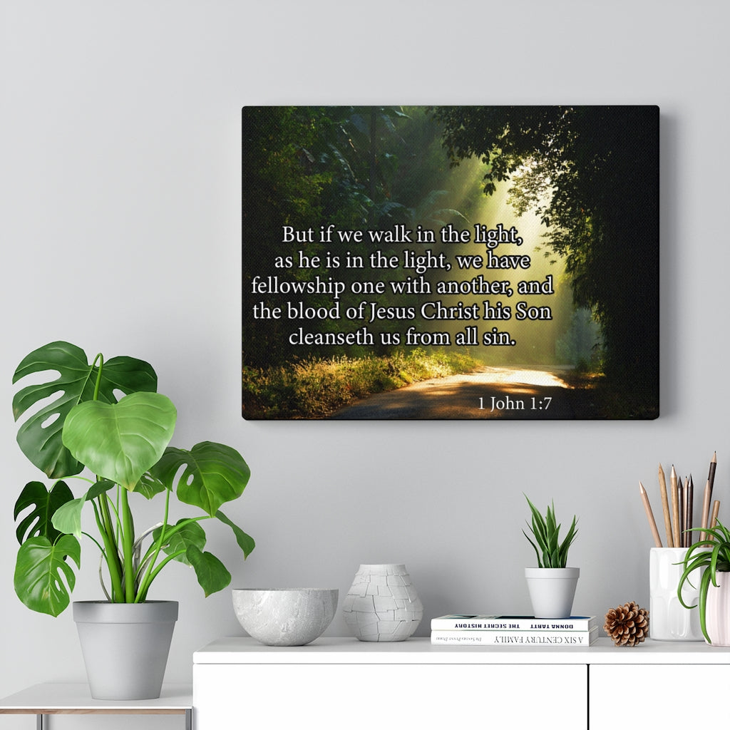 Scripture Walls Walk in The Light 1 John 1:7 Bible Verse Canvas Christian Wall Art Ready to Hang Unframed-Express Your Love Gifts