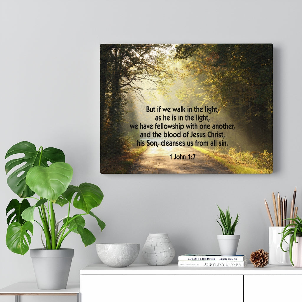 Scripture Walls Walk in The Light 1 John 1:7 Bible Verse Canvas Christian Wall Art Ready to Hang Unframed-Express Your Love Gifts