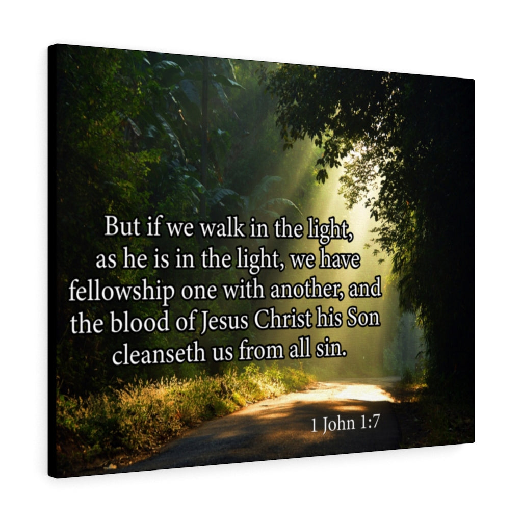 Scripture Walls Walk in The Light 1 John 1:7 Bible Verse Canvas Christian Wall Art Ready to Hang Unframed-Express Your Love Gifts