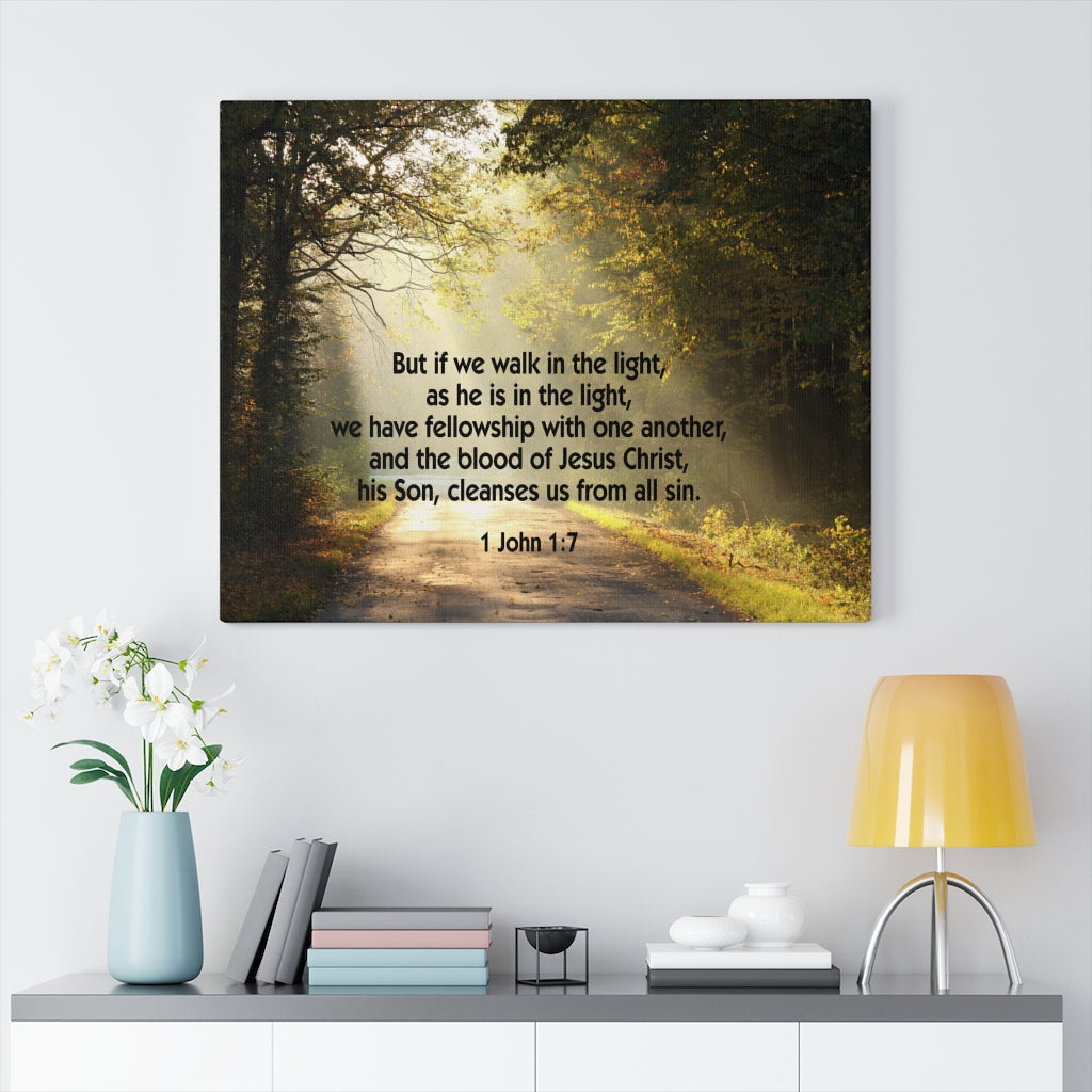 Scripture Walls Walk in The Light 1 John 1:7 Bible Verse Canvas Christian Wall Art Ready to Hang Unframed-Express Your Love Gifts
