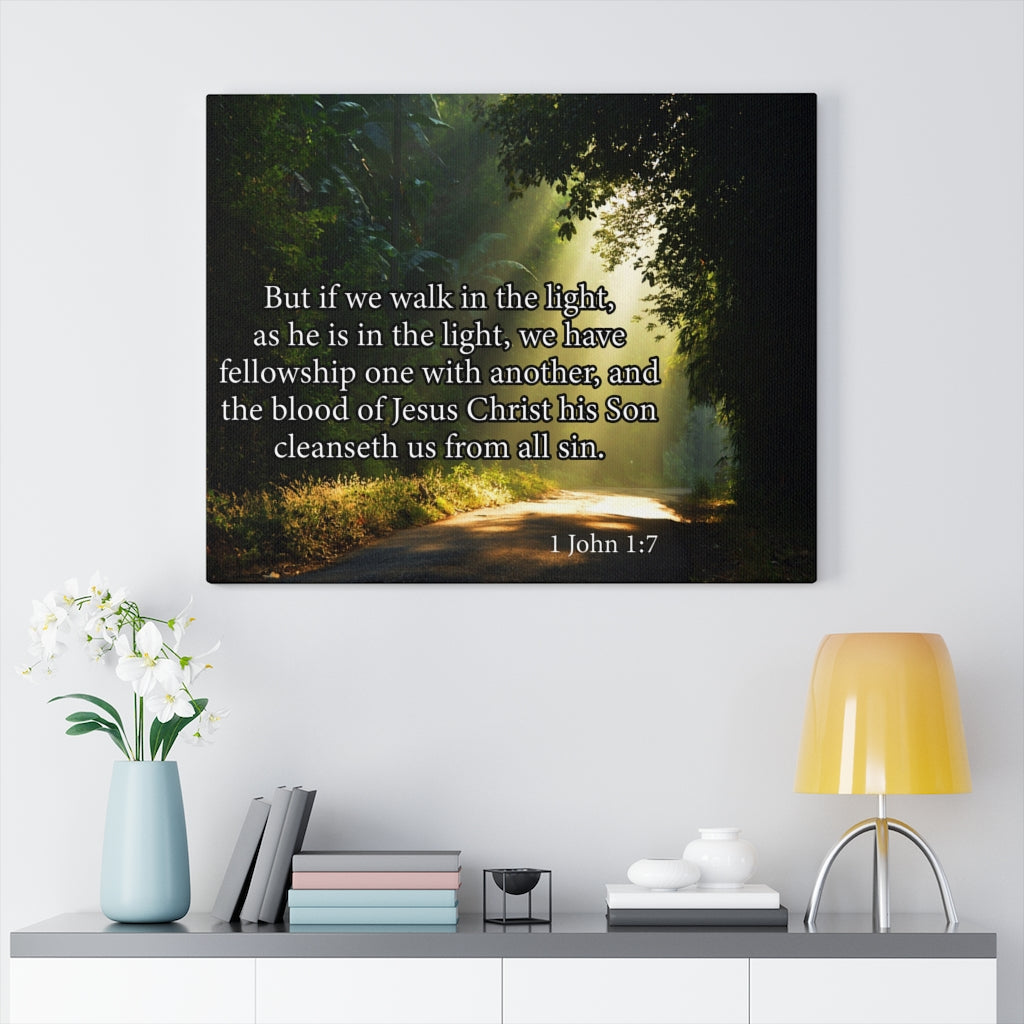 Scripture Walls Walk in The Light 1 John 1:7 Bible Verse Canvas Christian Wall Art Ready to Hang Unframed-Express Your Love Gifts