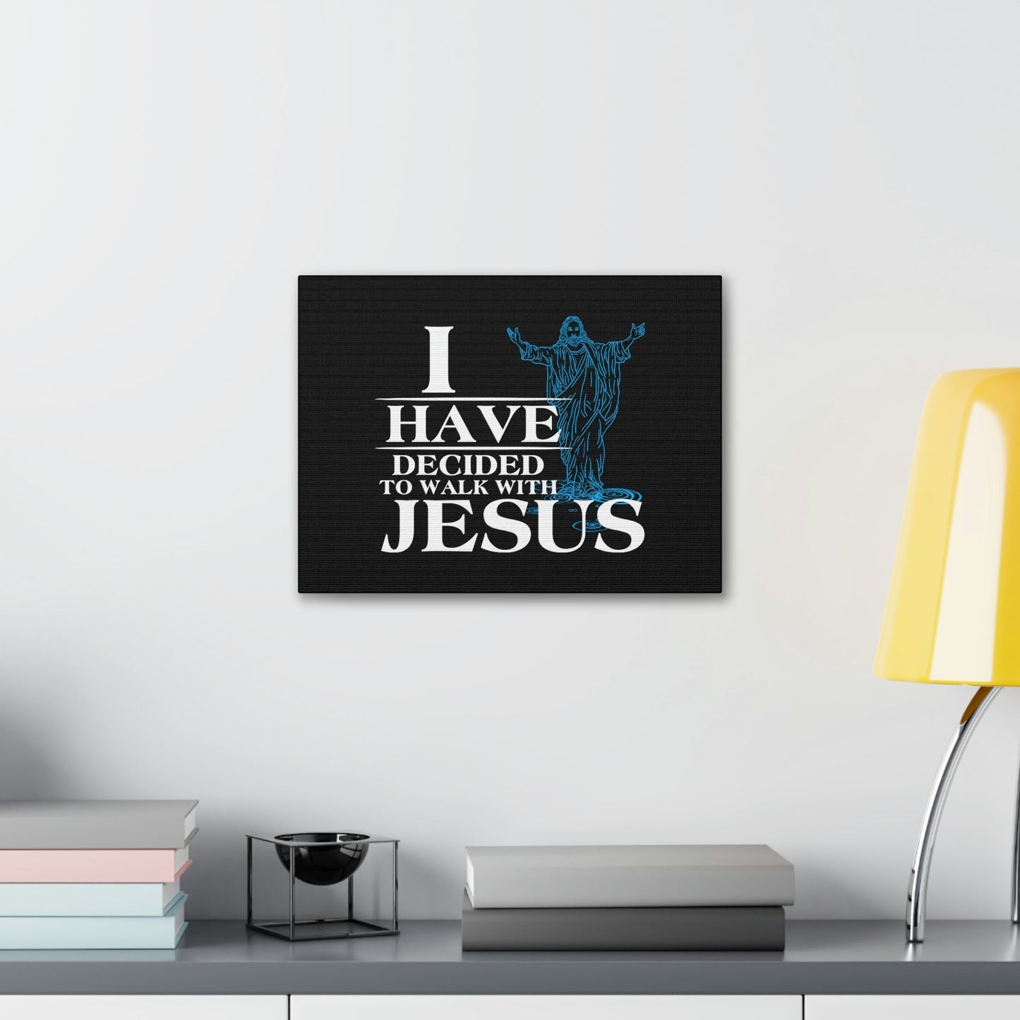 Walk With Jesus Philippians 3:17 Blue Christian Wall Art Bible Verse Print Ready to Hang Unframed-Express Your Love Gifts