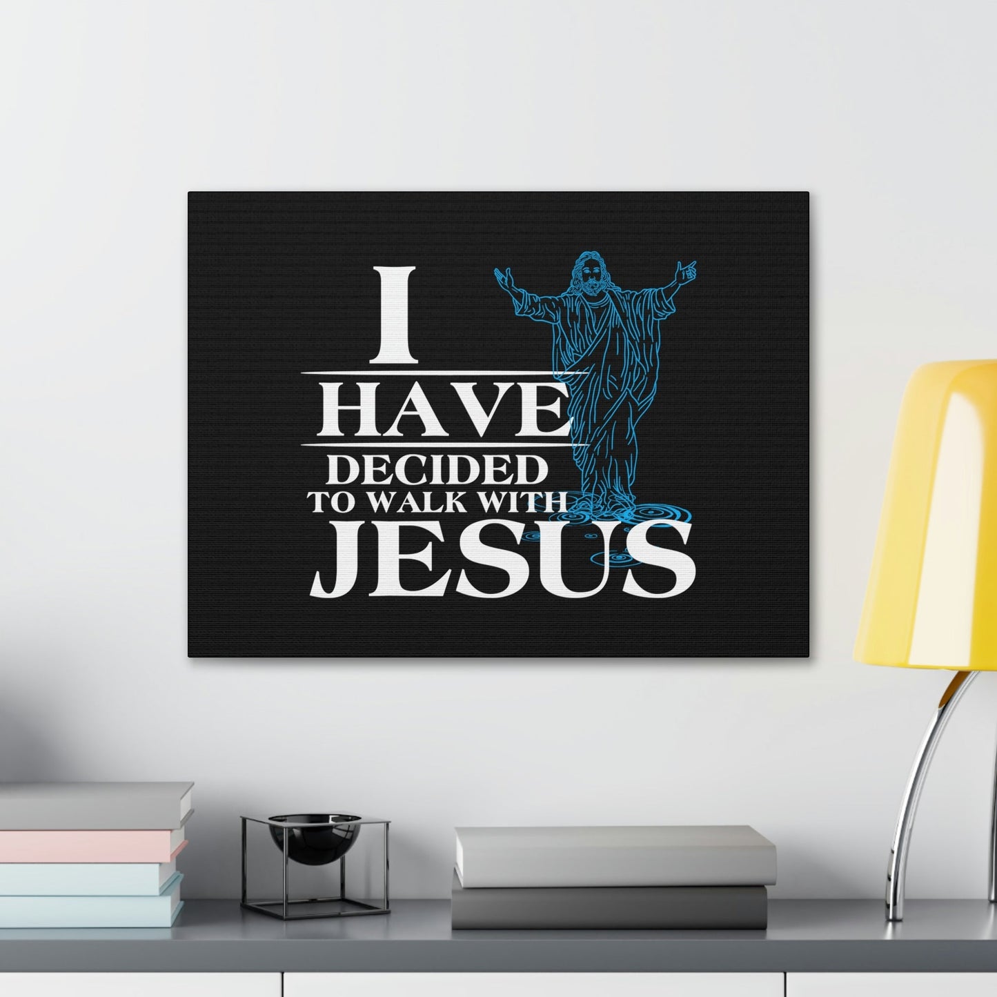 Walk With Jesus Philippians 3:17 Blue Christian Wall Art Bible Verse Print Ready to Hang Unframed-Express Your Love Gifts