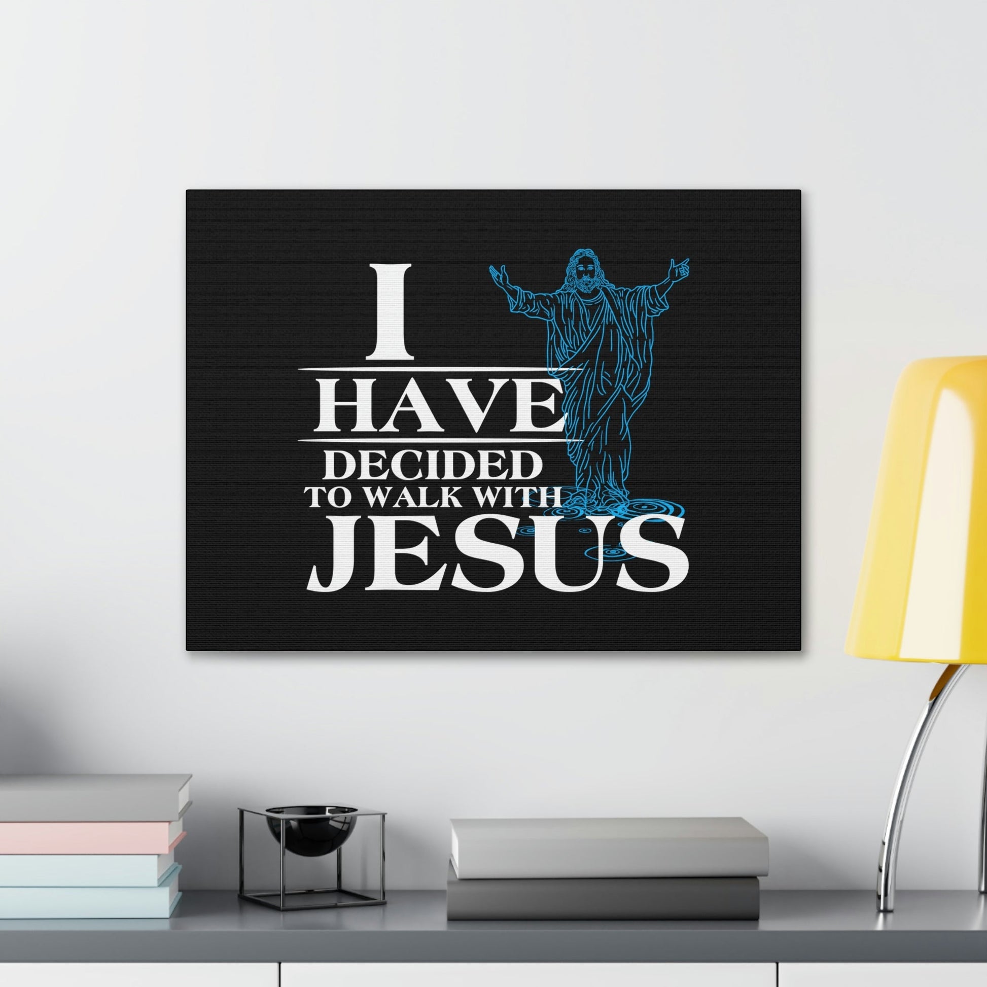 Walk With Jesus Philippians 3:17 Blue Christian Wall Art Bible Verse Print Ready to Hang Unframed-Express Your Love Gifts