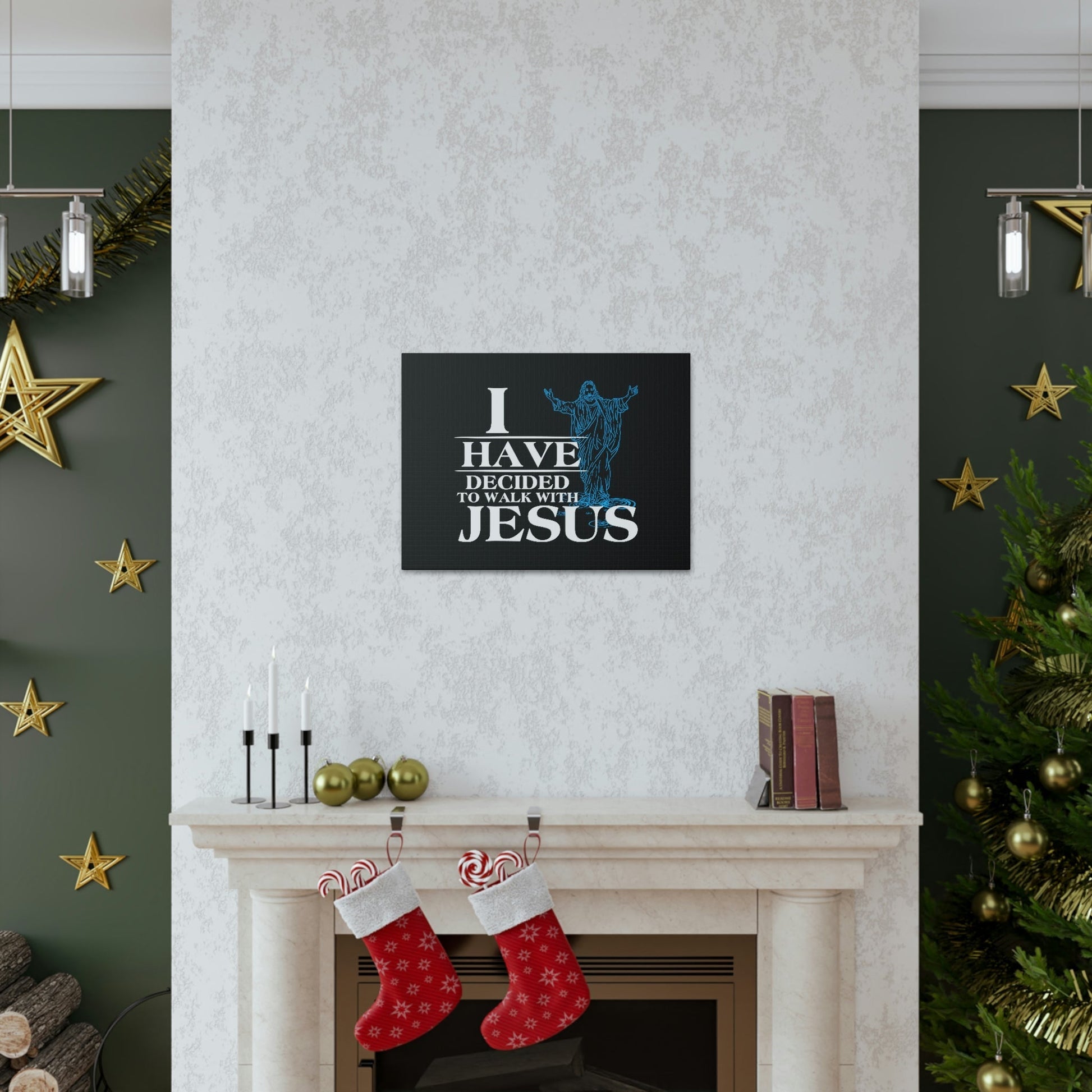 Walk With Jesus Philippians 3:17 Blue Christian Wall Art Bible Verse Print Ready to Hang Unframed-Express Your Love Gifts