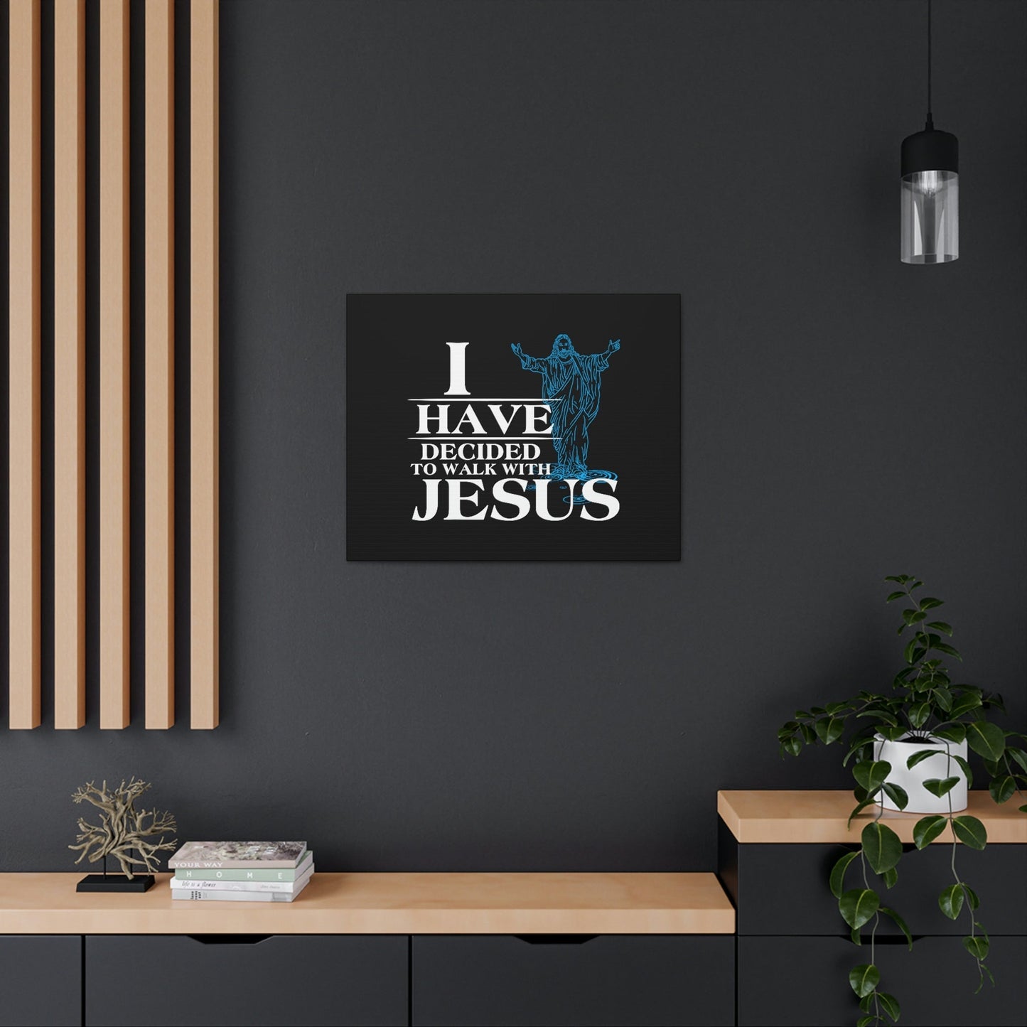 Walk With Jesus Philippians 3:17 Blue Christian Wall Art Bible Verse Print Ready to Hang Unframed-Express Your Love Gifts