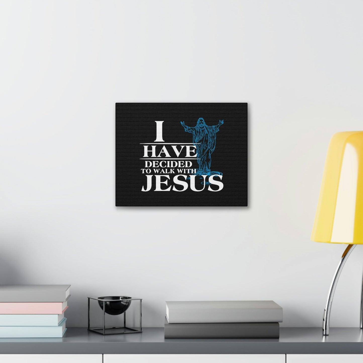 Walk With Jesus Philippians 3:17 Blue Christian Wall Art Bible Verse Print Ready to Hang Unframed-Express Your Love Gifts