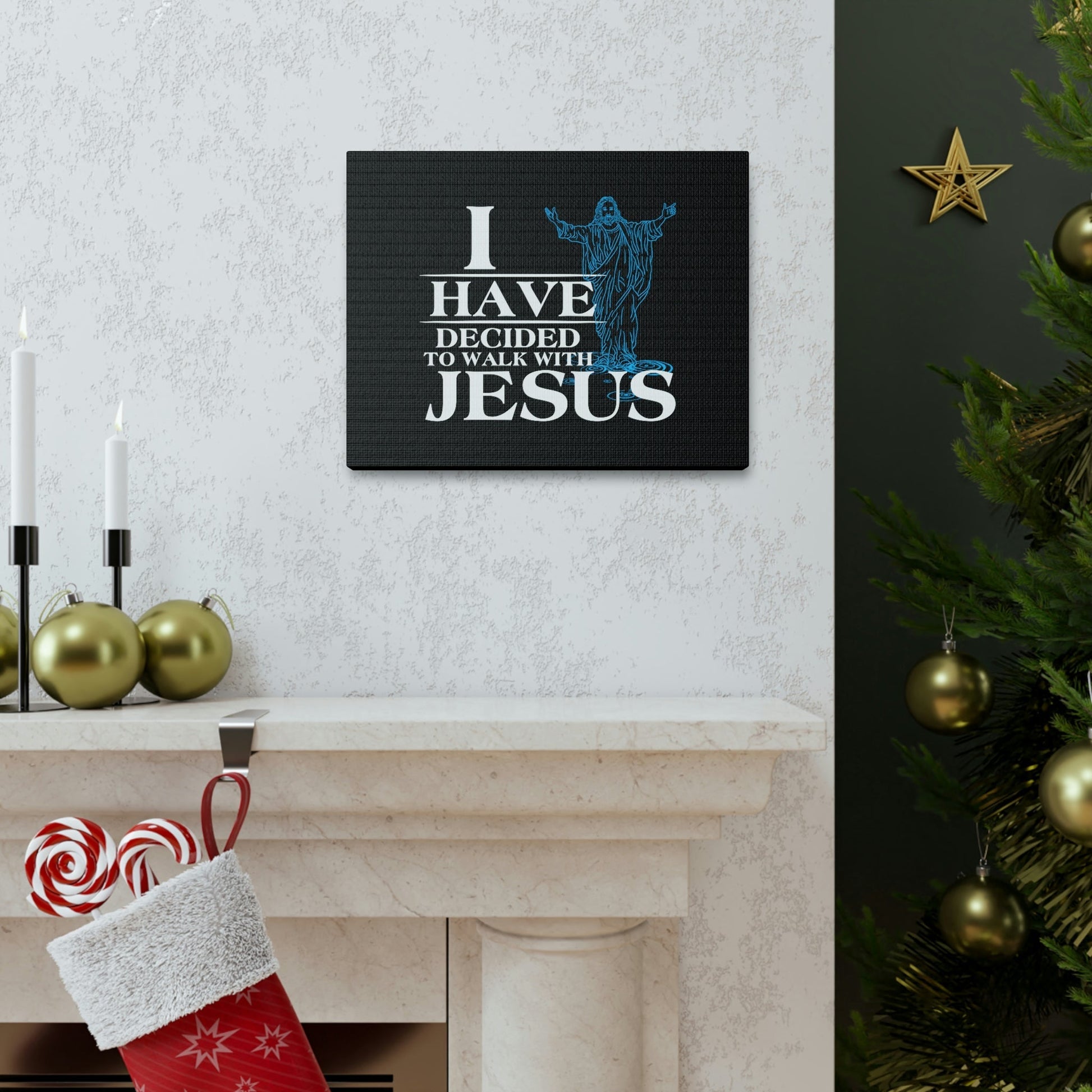 Walk With Jesus Philippians 3:17 Blue Christian Wall Art Bible Verse Print Ready to Hang Unframed-Express Your Love Gifts