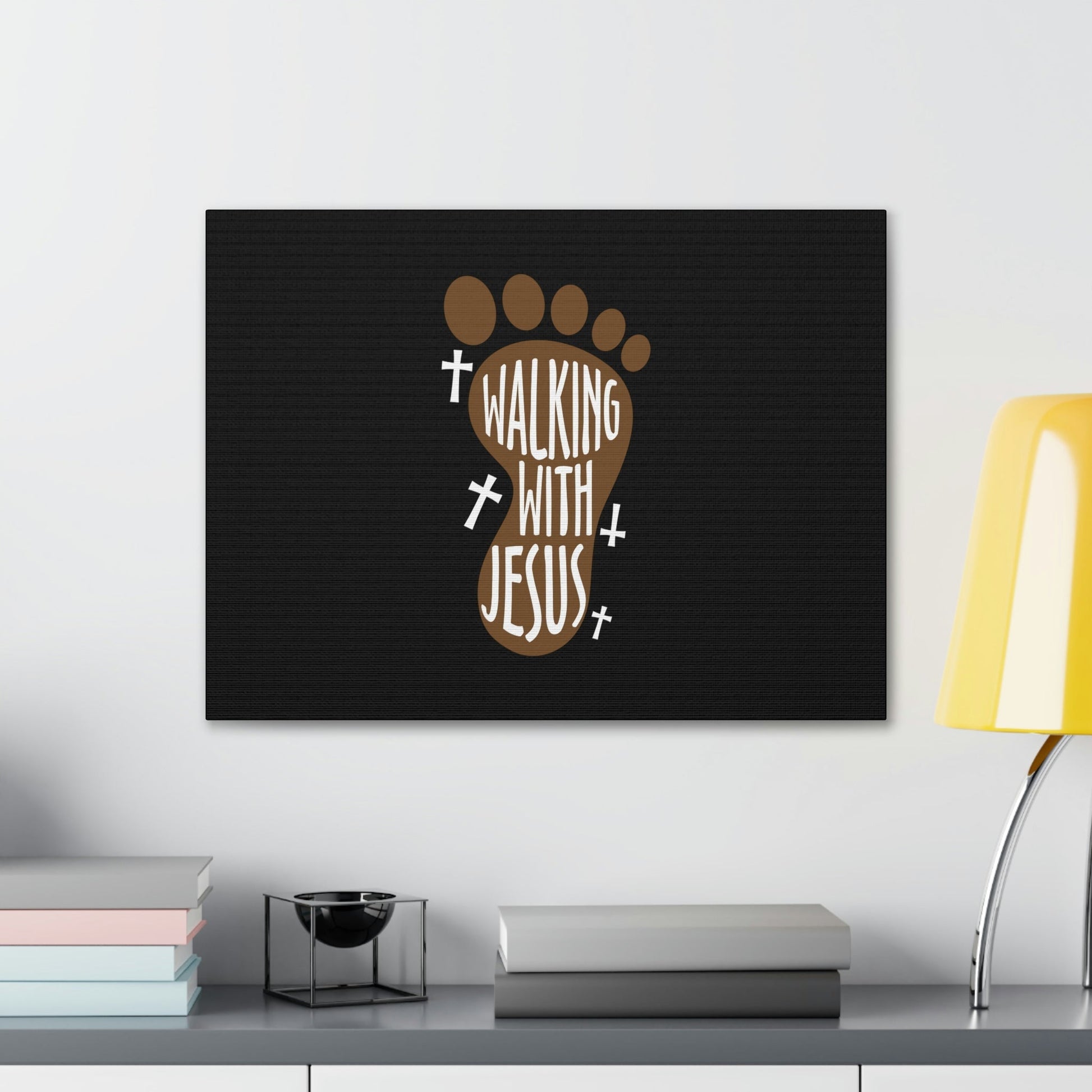 Walking With Jesus Colossians 2:6 Footprint Christian Wall Art Bible Verse Print Ready to Hang Unframed-Express Your Love Gifts