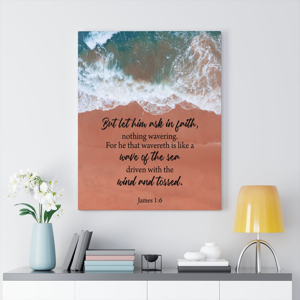 Scripture Walls Wave of the Sea James 1:6 Bible Verse Canvas Christian Wall Art Ready to Hang Unframed-Express Your Love Gifts