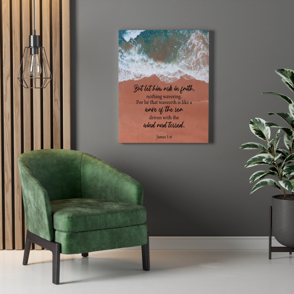 Scripture Walls Wave of the Sea James 1:6 Bible Verse Canvas Christian Wall Art Ready to Hang Unframed-Express Your Love Gifts