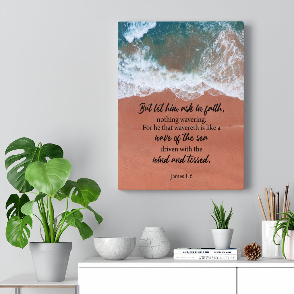 Scripture Walls Wave of the Sea James 1:6 Bible Verse Canvas Christian Wall Art Ready to Hang Unframed-Express Your Love Gifts