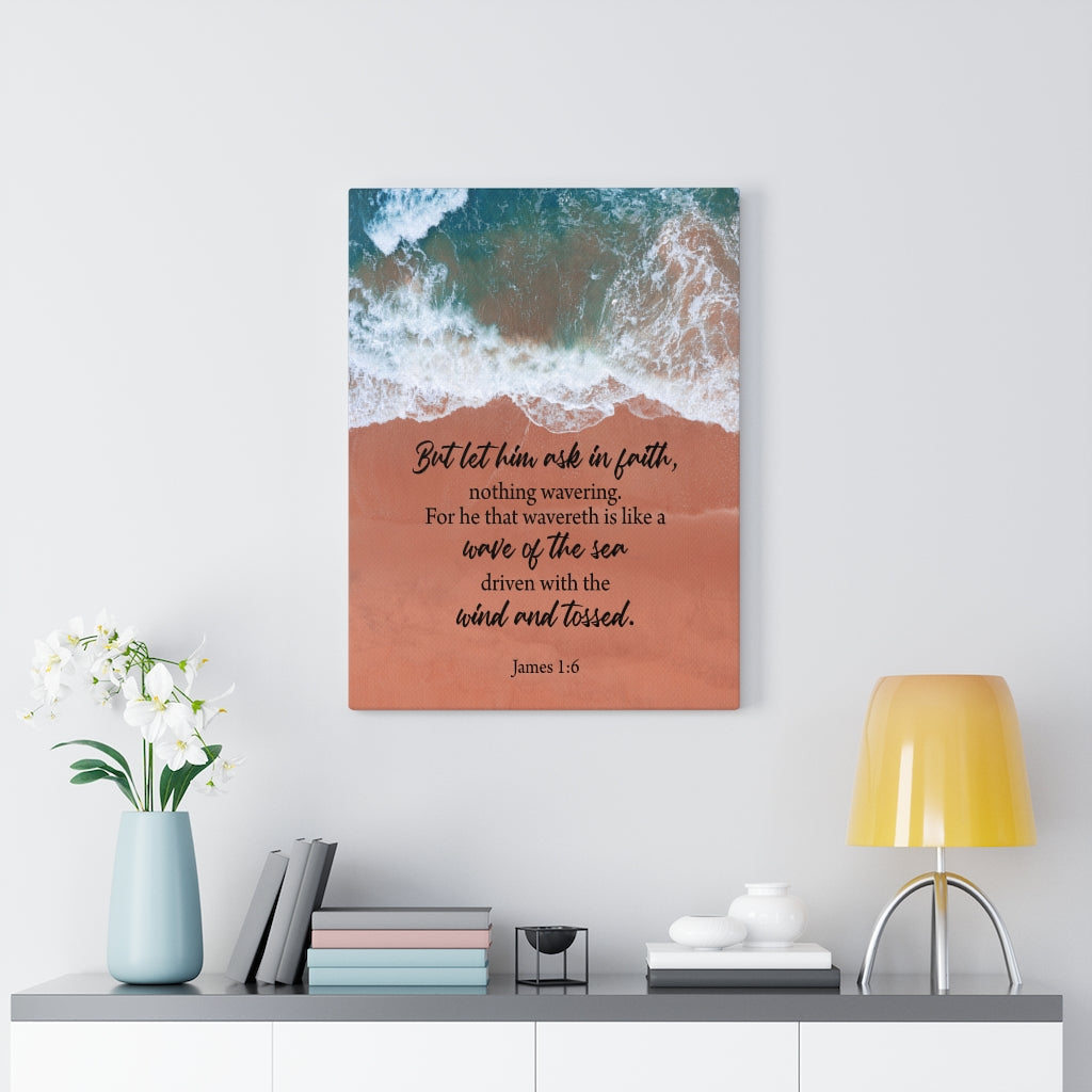 Scripture Walls Wave of the Sea James 1:6 Bible Verse Canvas Christian Wall Art Ready to Hang Unframed-Express Your Love Gifts