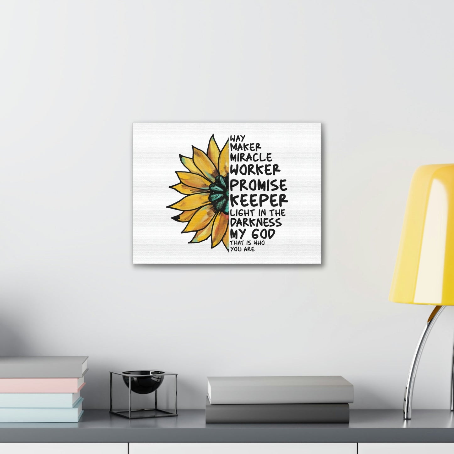 Way Maker, Miracle Worker 1 John 1:5 Yellow Flower Christian Wall Art Bible Verse Print Ready to Hang Unframed-Express Your Love Gifts