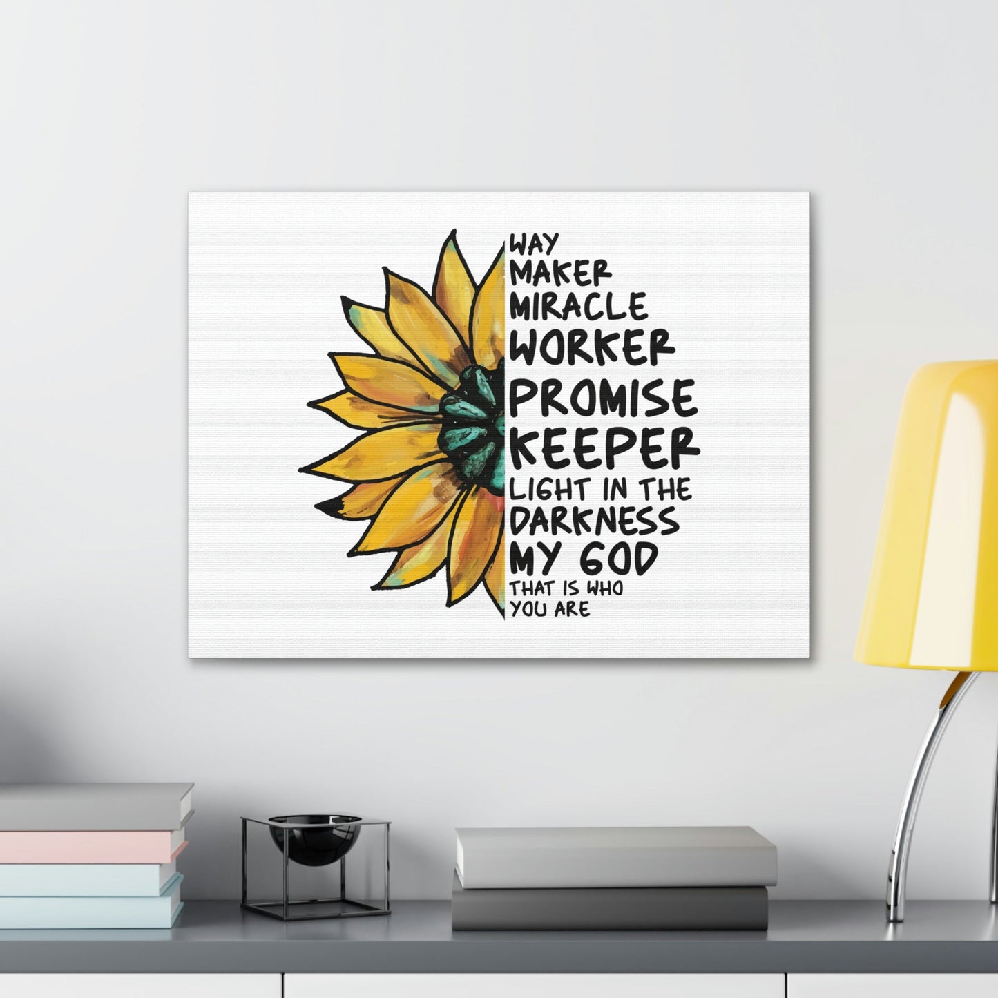 Way Maker, Miracle Worker 1 John 1:5 Yellow Flower Christian Wall Art Bible Verse Print Ready to Hang Unframed-Express Your Love Gifts