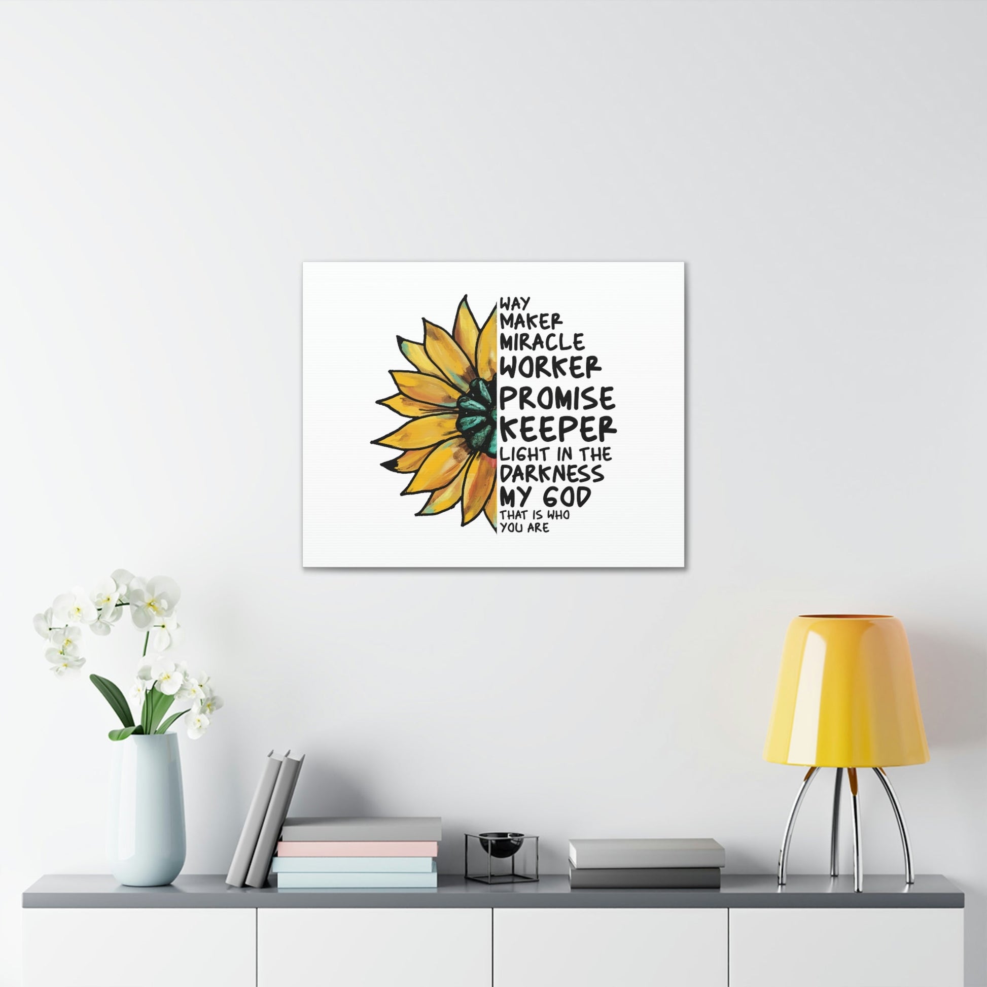 Way Maker, Miracle Worker 1 John 1:5 Yellow Flower Christian Wall Art Bible Verse Print Ready to Hang Unframed-Express Your Love Gifts