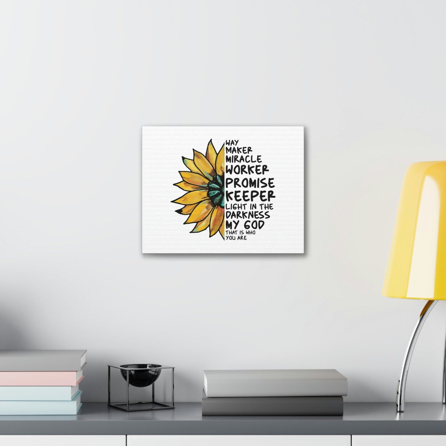 Way Maker, Miracle Worker 1 John 1:5 Yellow Flower Christian Wall Art Bible Verse Print Ready to Hang Unframed-Express Your Love Gifts