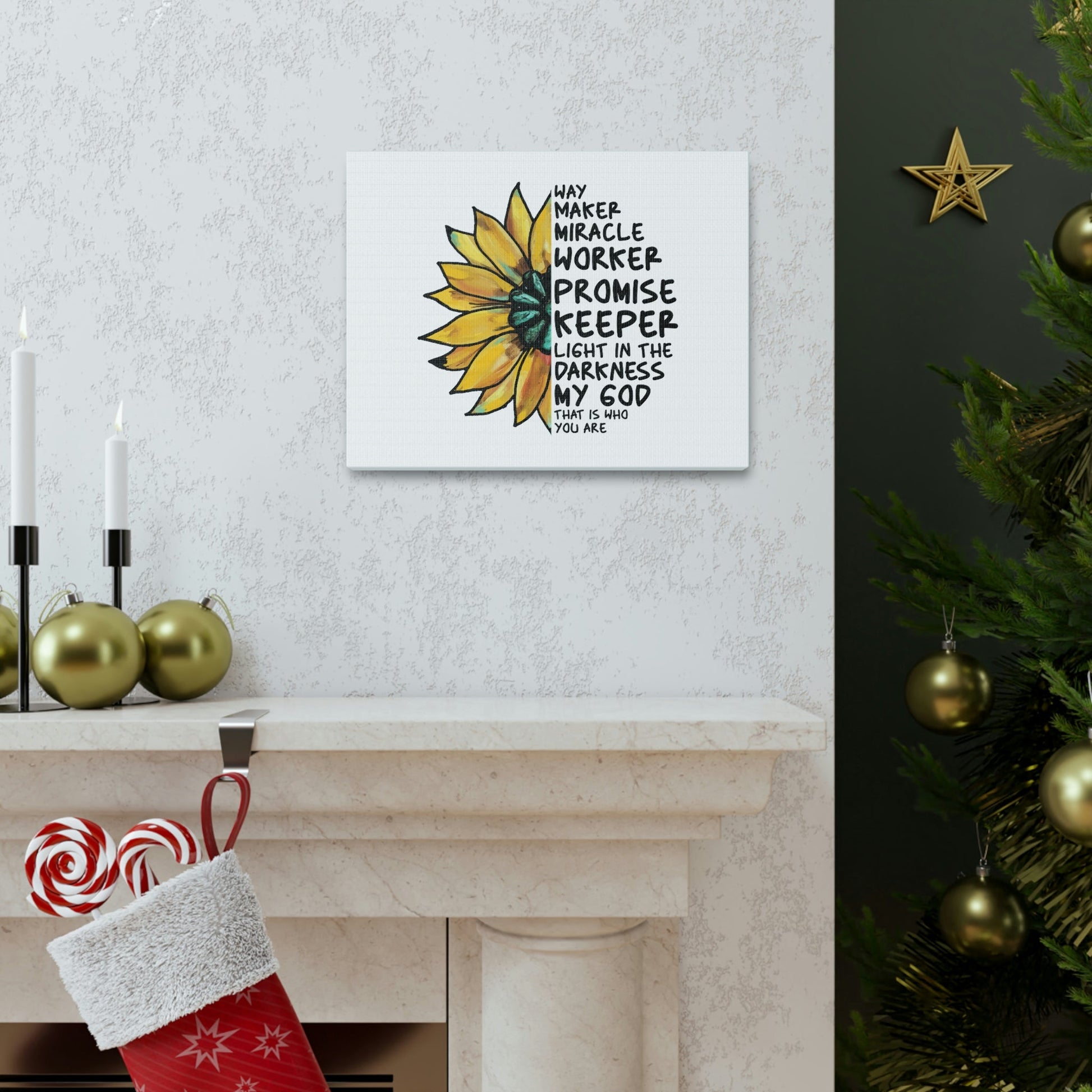 Way Maker, Miracle Worker 1 John 1:5 Yellow Flower Christian Wall Art Bible Verse Print Ready to Hang Unframed-Express Your Love Gifts