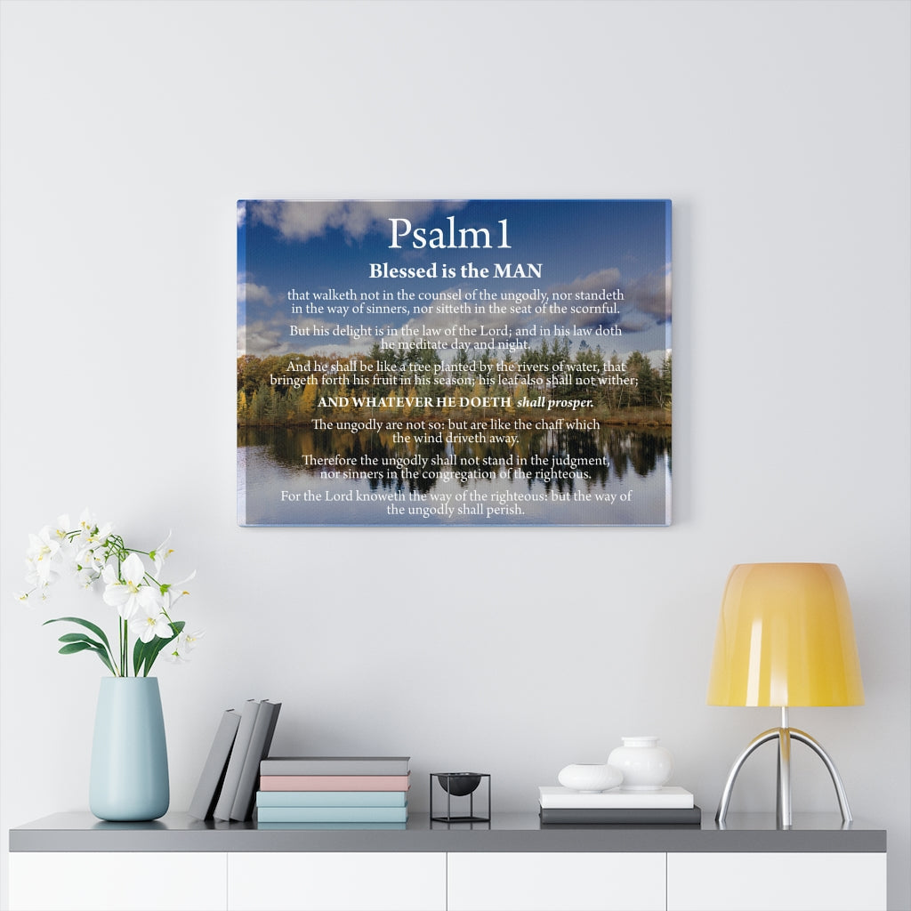 Scripture Walls Way to Righteousness Psalm 1 Bible Verse Canvas Christian Wall Art Ready to Hang Unframed-Express Your Love Gifts