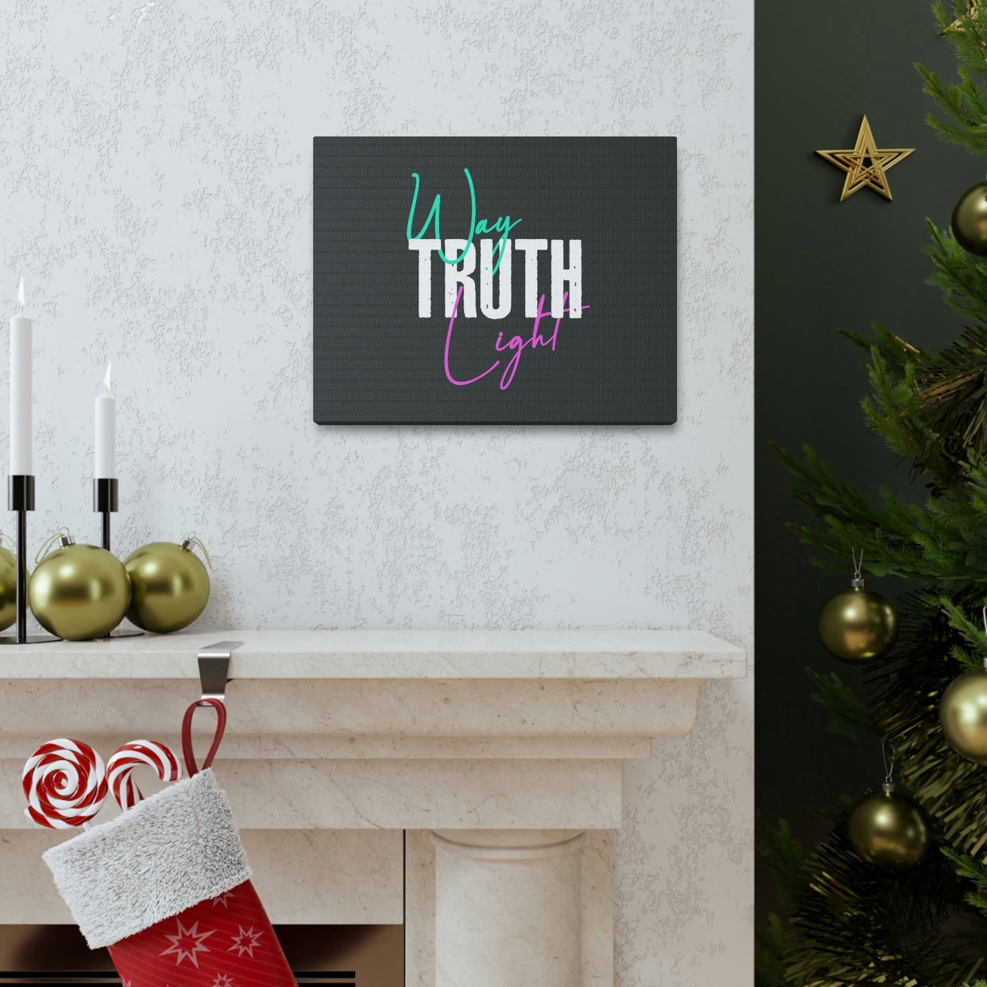 Scripture Walls Way, Truth, Light Psalm 119:105 Dark Gray Bible Canvas Christian Wall Art Ready to Hang Unframed-Express Your Love Gifts