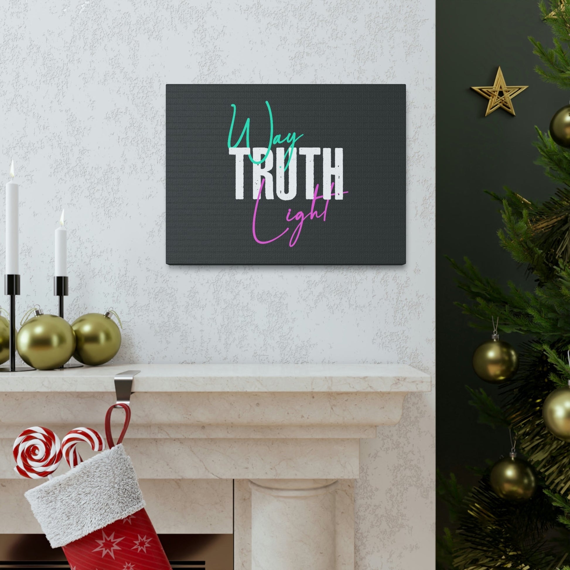 Scripture Walls Way, Truth, Light Psalm 119:105 Dark Gray Bible Canvas Christian Wall Art Ready to Hang Unframed-Express Your Love Gifts