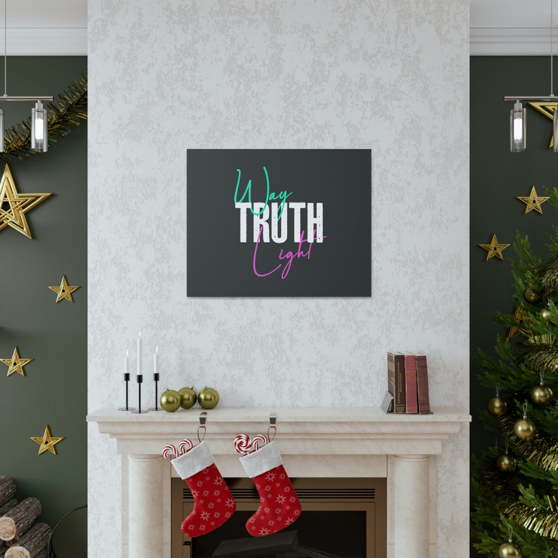 Scripture Walls Way, Truth, Light Psalm 119:105 Dark Gray Bible Canvas Christian Wall Art Ready to Hang Unframed-Express Your Love Gifts