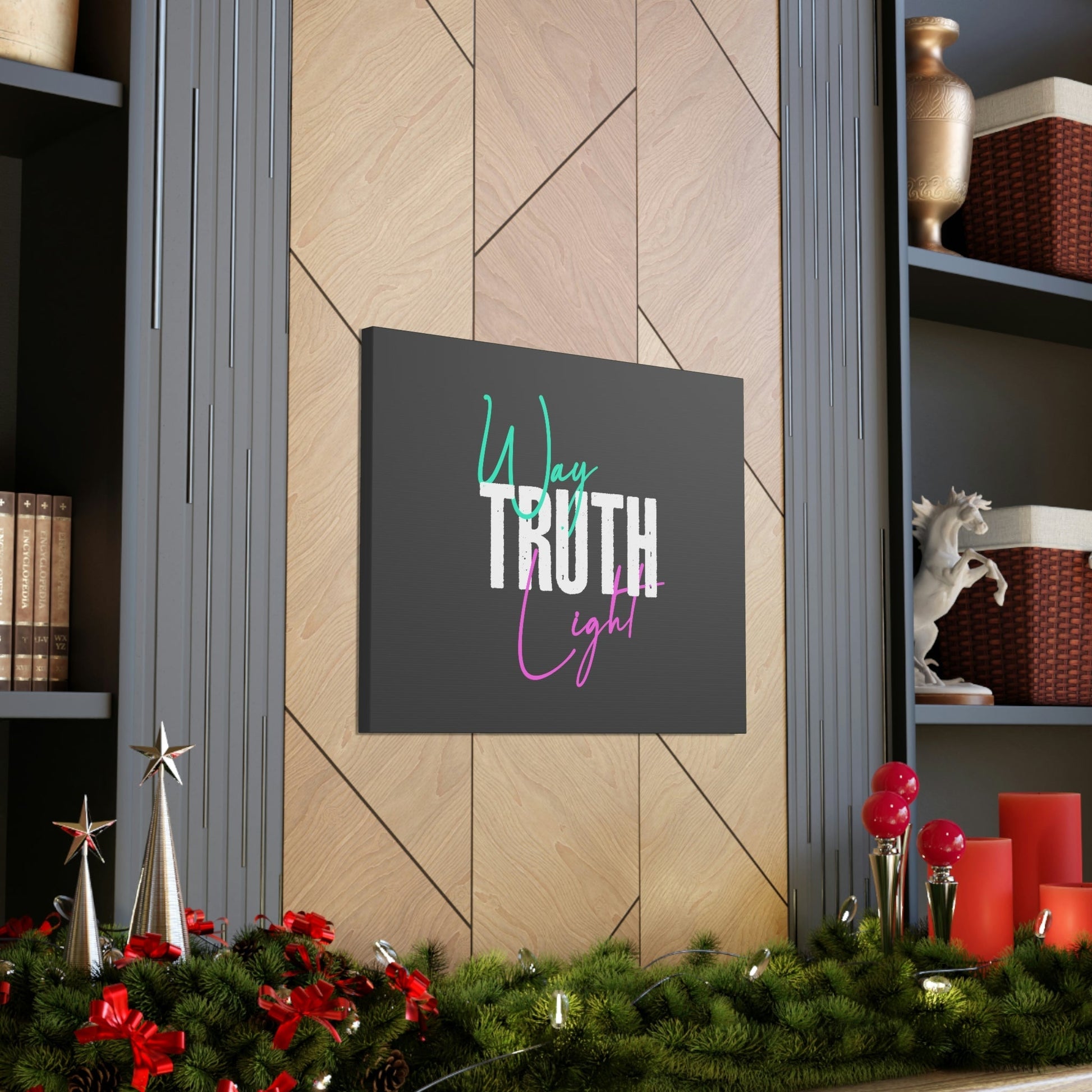 Scripture Walls Way, Truth, Light Psalm 119:105 Dark Gray Bible Canvas Christian Wall Art Ready to Hang Unframed-Express Your Love Gifts