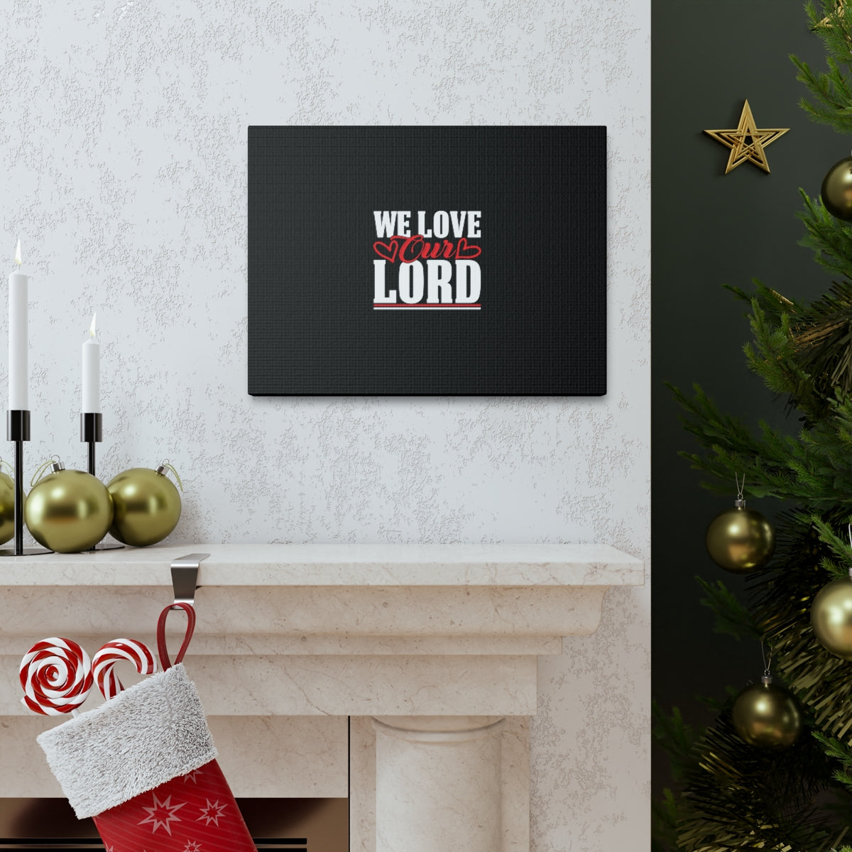 We Love Our Lord Luke 10:27 Black Christian Wall Art Bible Verse Print Ready to Hang Unframed-Express Your Love Gifts