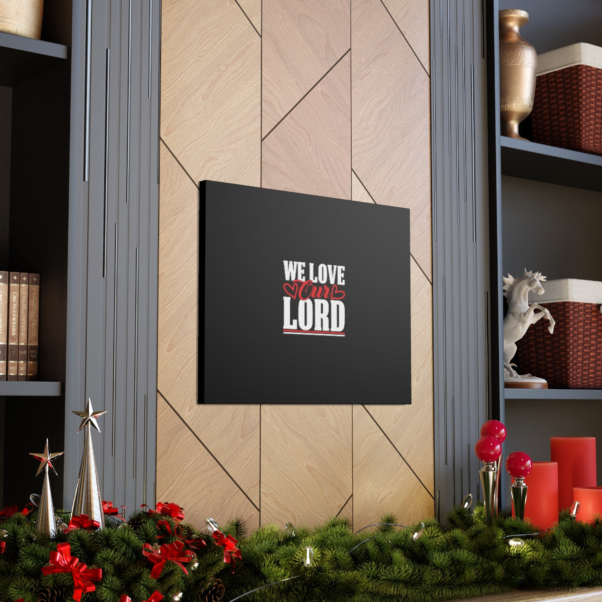 We Love Our Lord Luke 10:27 Black Christian Wall Art Bible Verse Print Ready to Hang Unframed-Express Your Love Gifts