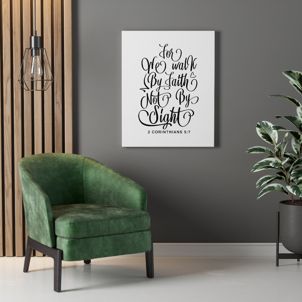 We Walk By Faith 2 Corinthians 5:7 Bible Verse Canvas Christian Wall Art Ready to Hang Unframed-Express Your Love Gifts