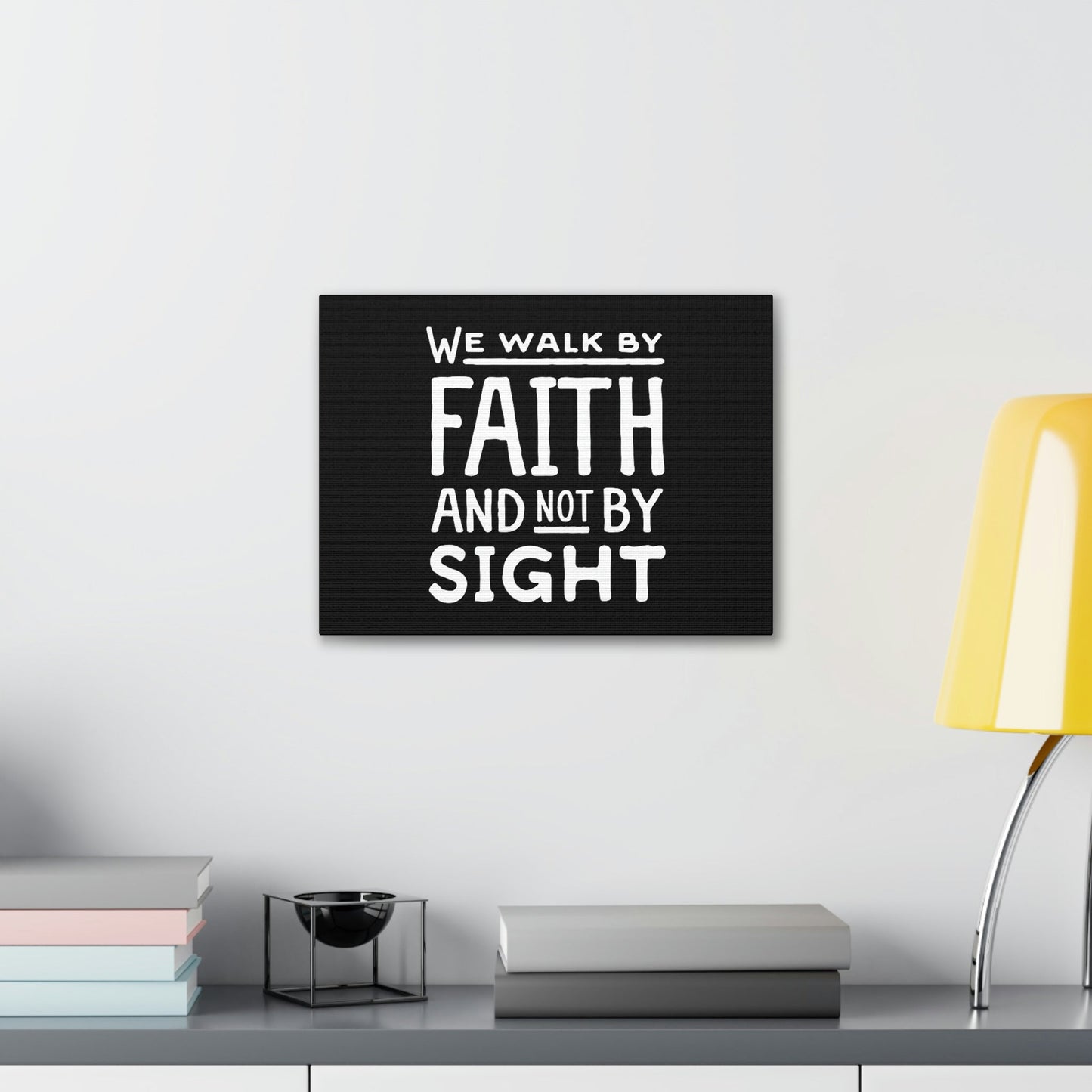 We Walk By Faith 2 Corinthians 5:7 Underlined Black Christian Wall Art Bible Verse Print Ready to Hang Unframed-Express Your Love Gifts