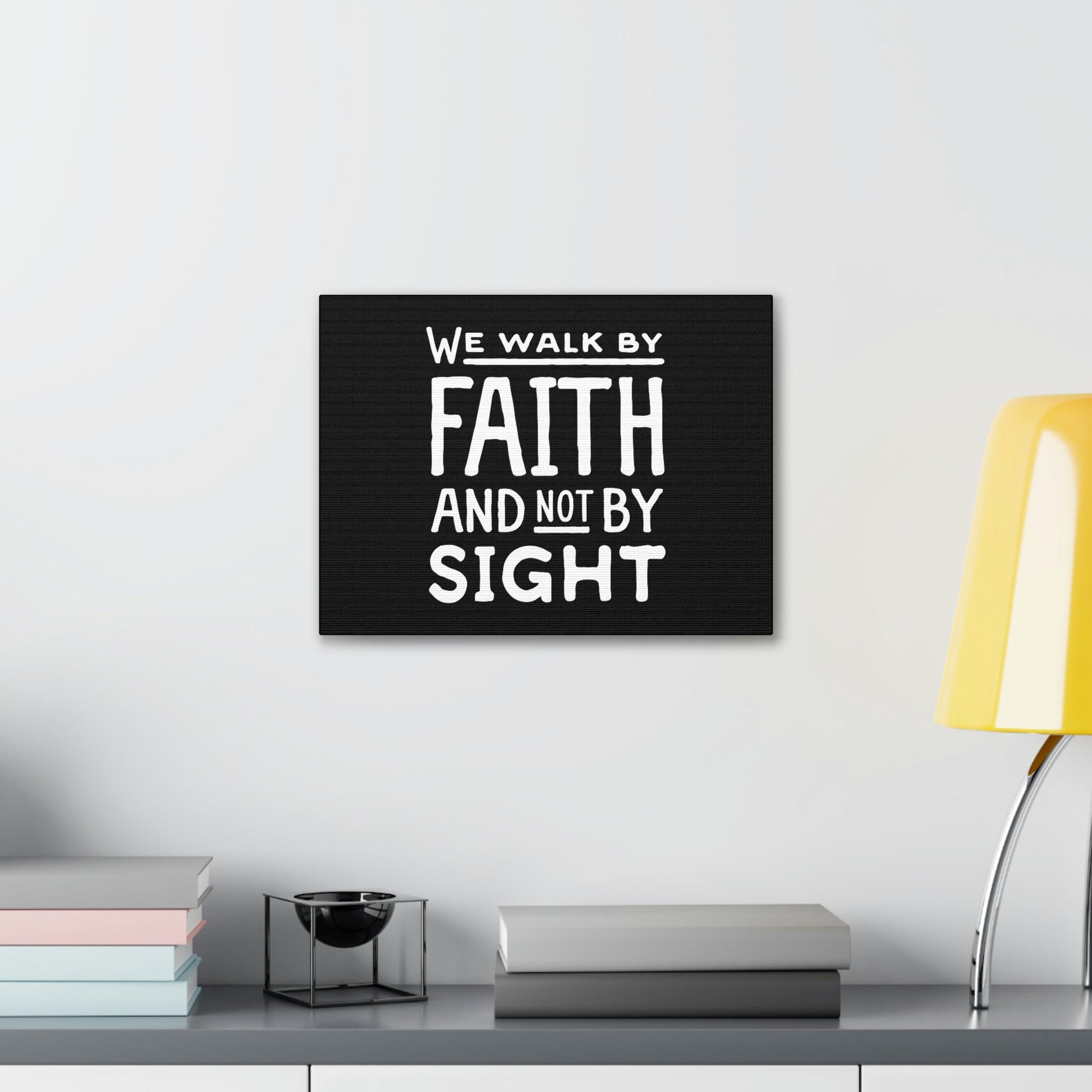 We Walk By Faith 2 Corinthians 5:7 Underlined Black Christian Wall Art Bible Verse Print Ready to Hang Unframed-Express Your Love Gifts