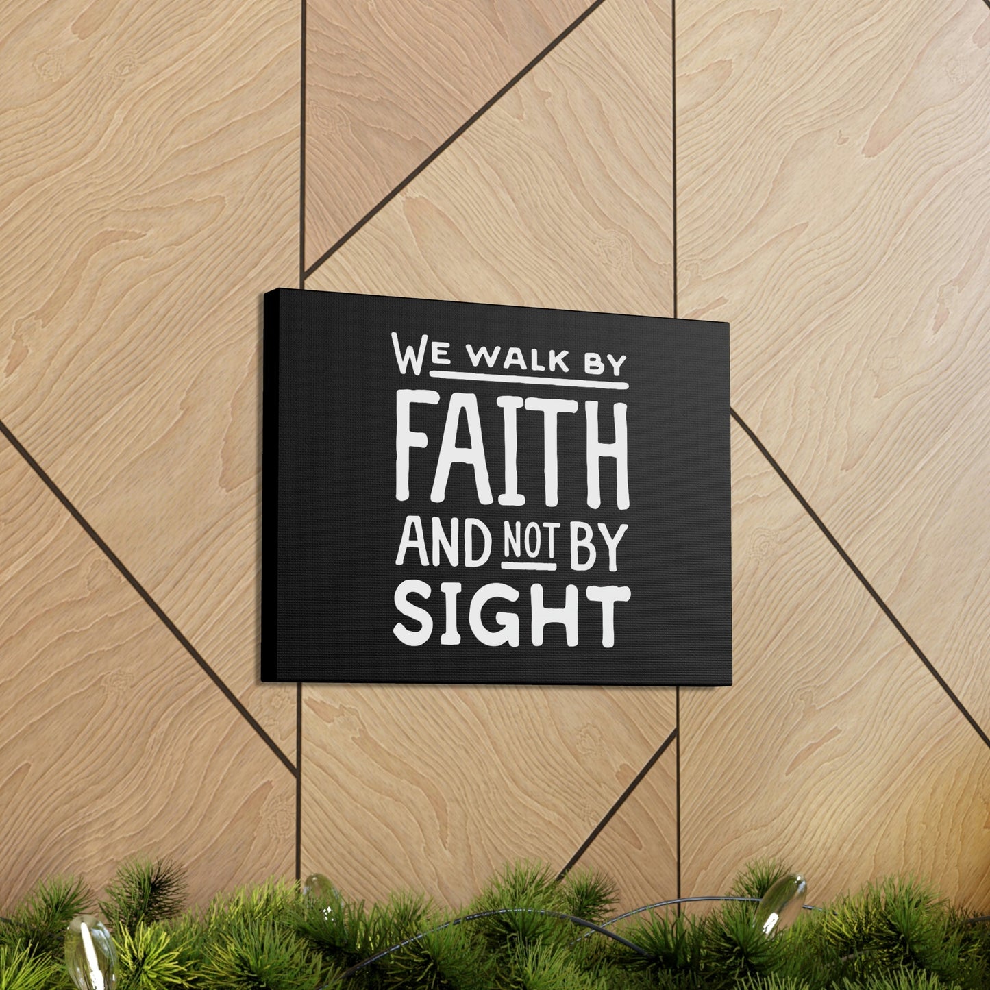 We Walk By Faith 2 Corinthians 5:7 Underlined Black Christian Wall Art Bible Verse Print Ready to Hang Unframed-Express Your Love Gifts