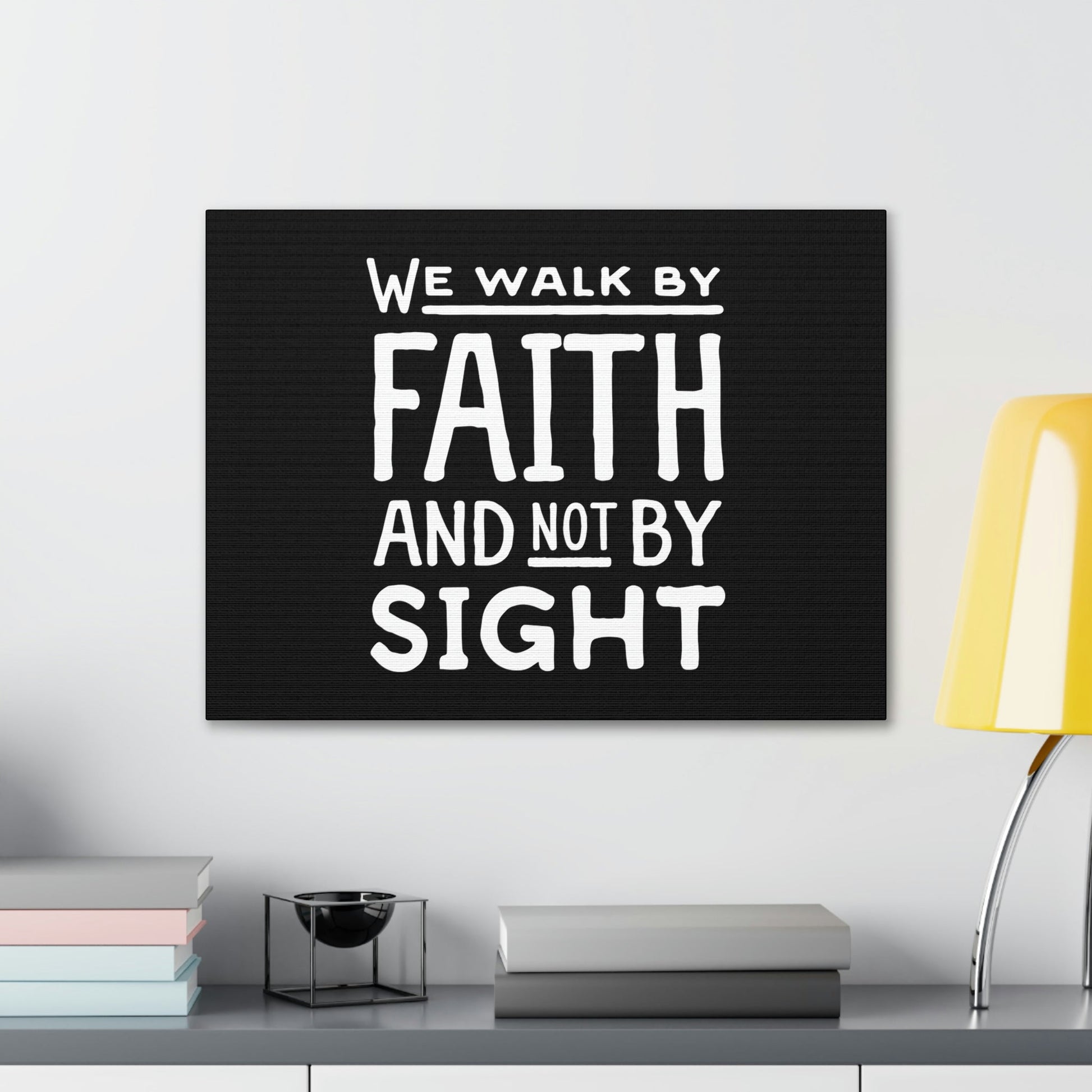 We Walk By Faith 2 Corinthians 5:7 Underlined Black Christian Wall Art Bible Verse Print Ready to Hang Unframed-Express Your Love Gifts