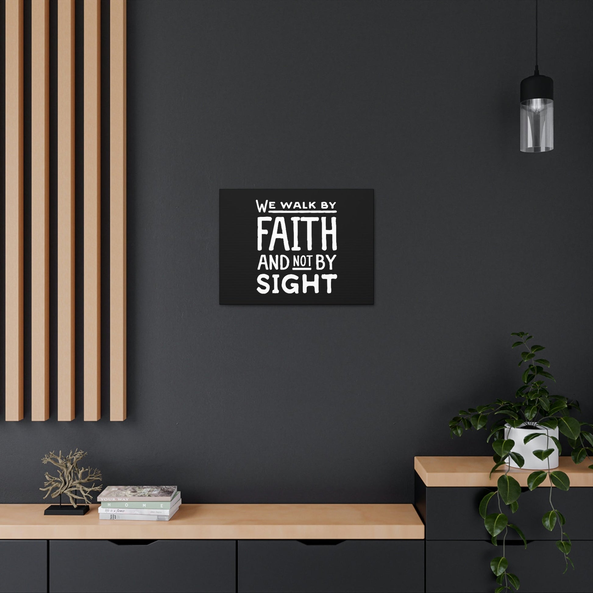 We Walk By Faith 2 Corinthians 5:7 Underlined Black Christian Wall Art Bible Verse Print Ready to Hang Unframed-Express Your Love Gifts