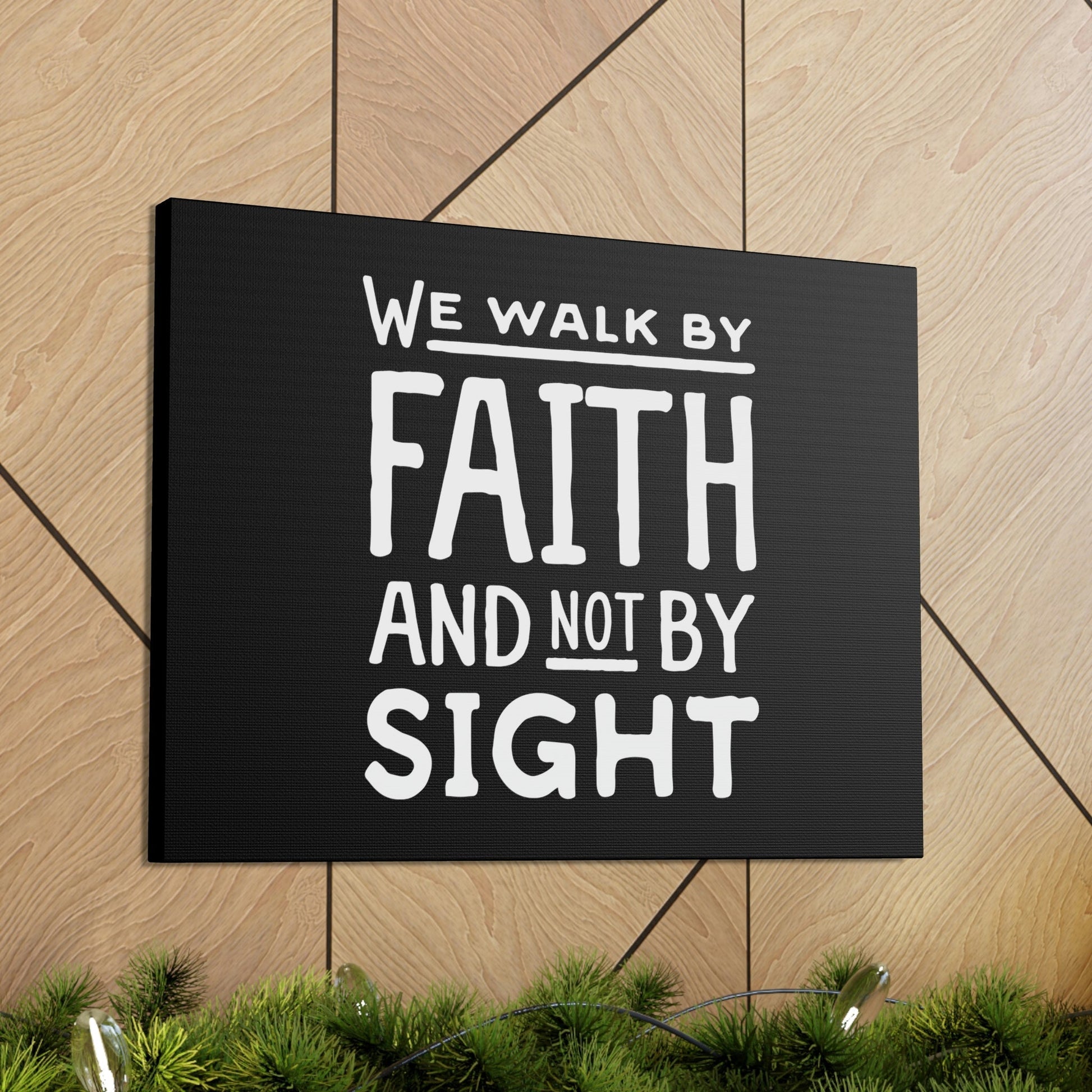 We Walk By Faith 2 Corinthians 5:7 Underlined Black Christian Wall Art Bible Verse Print Ready to Hang Unframed-Express Your Love Gifts