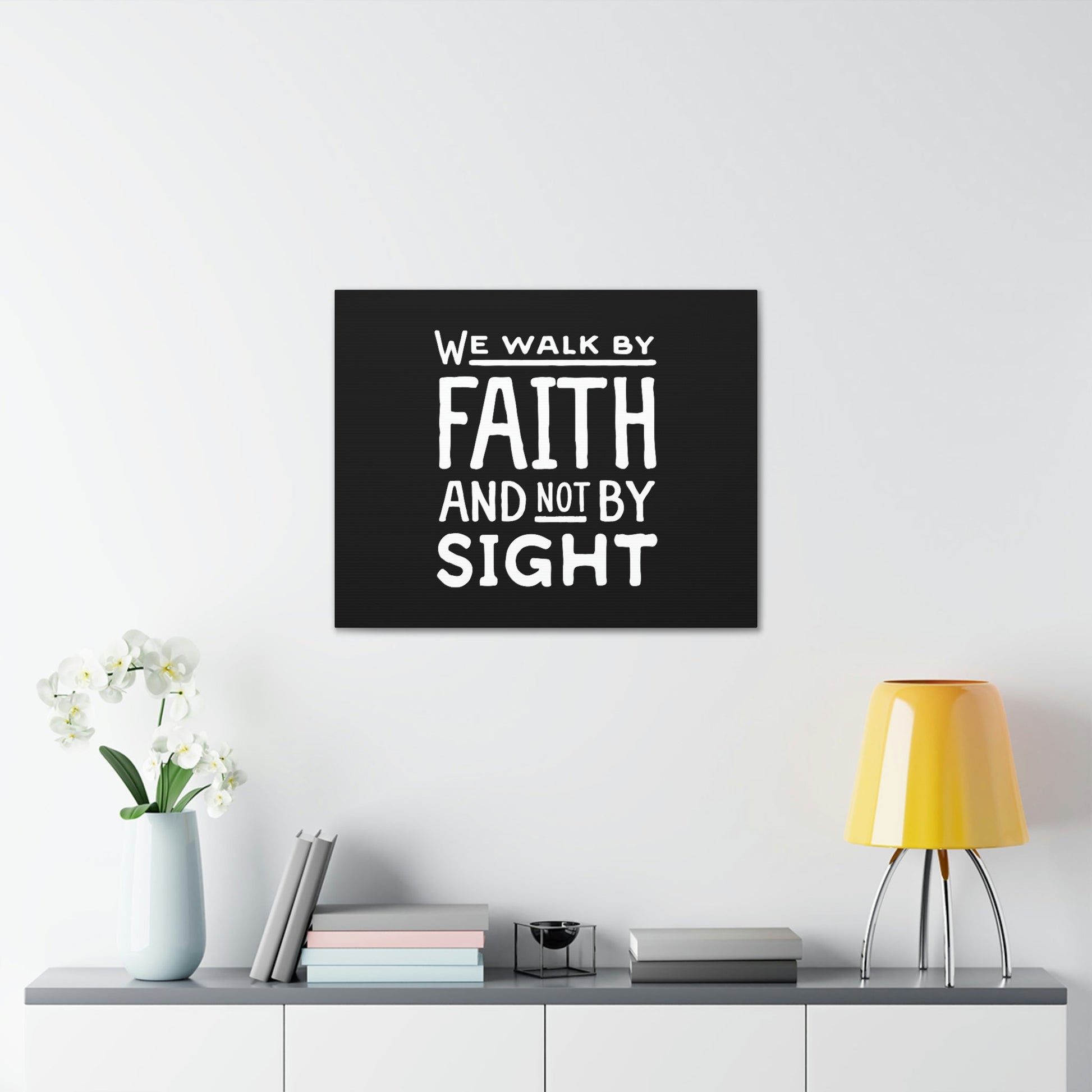 We Walk By Faith 2 Corinthians 5:7 Underlined Black Christian Wall Art Bible Verse Print Ready to Hang Unframed-Express Your Love Gifts